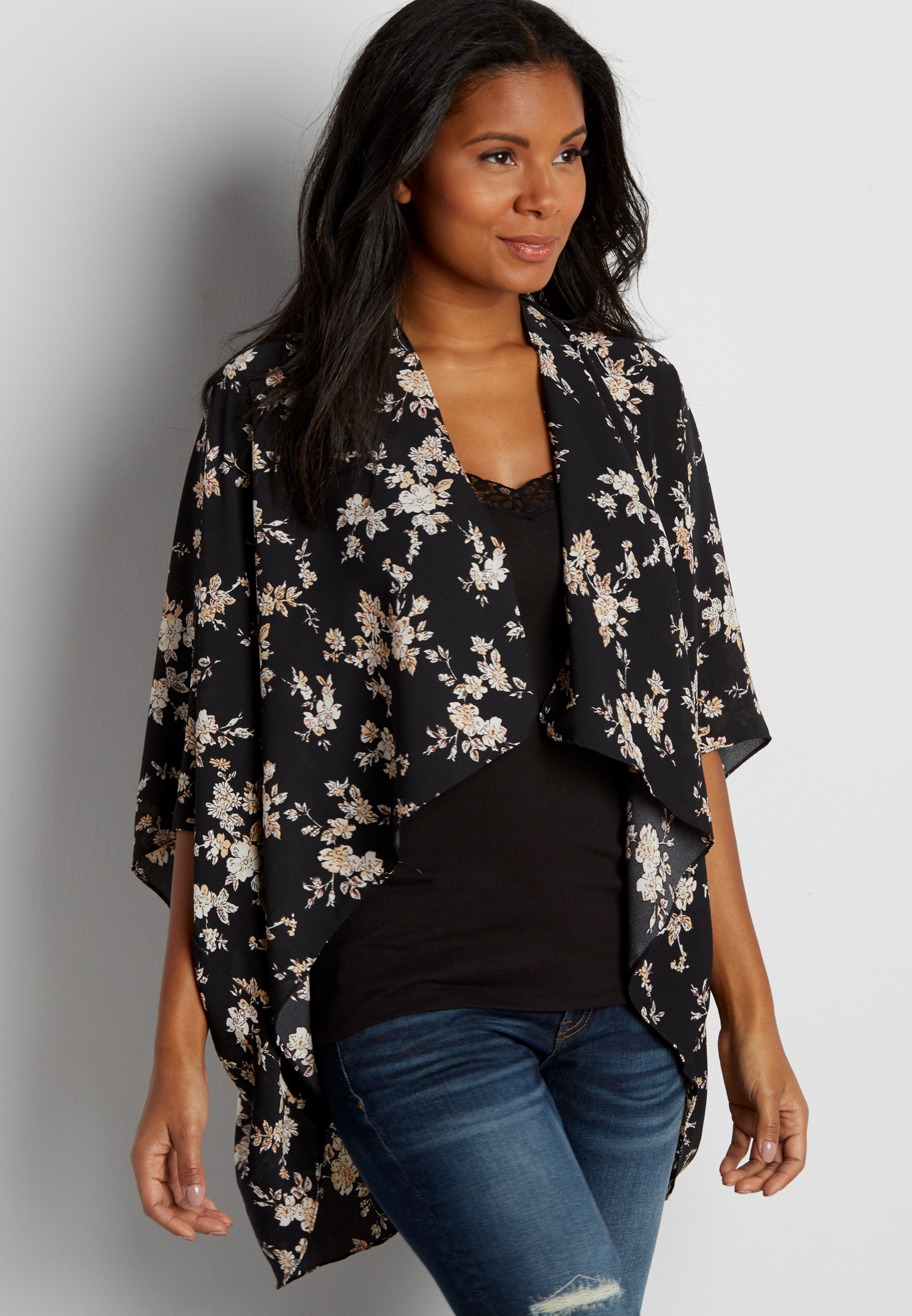 lightweight kimono in floral print | maurices