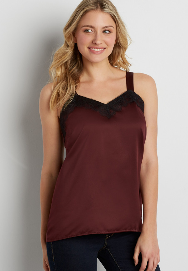 silky cami with lace | maurices