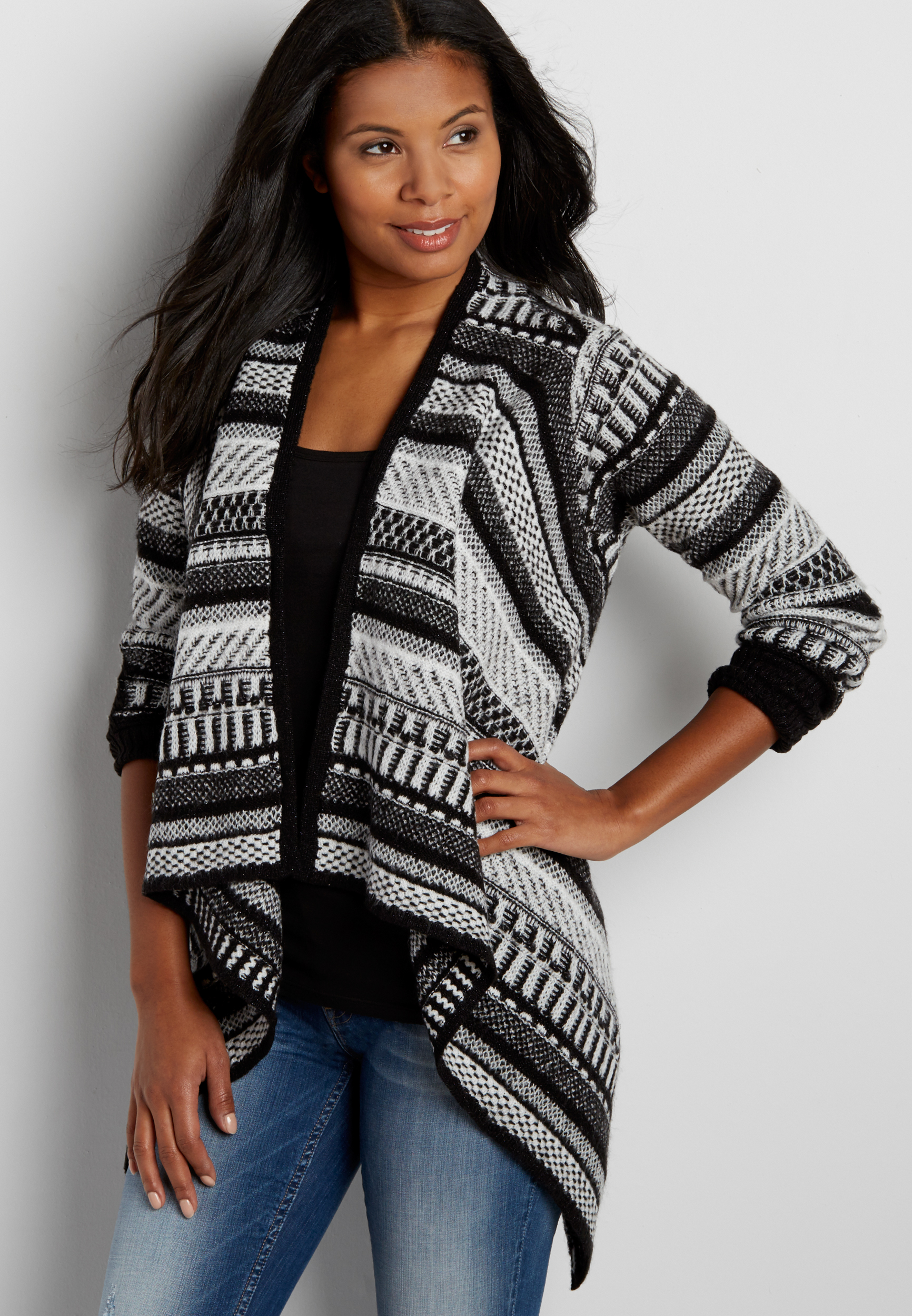 cardigan with patterned stripes | maurices
