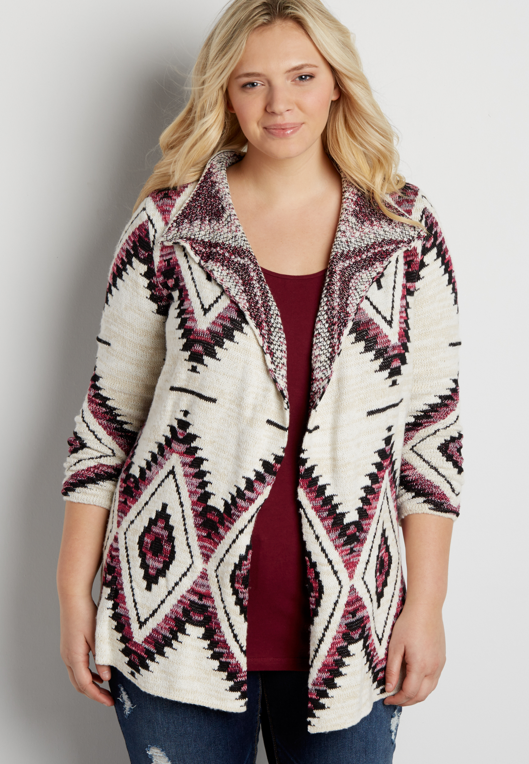plus size cardigan in ethnic print | maurices