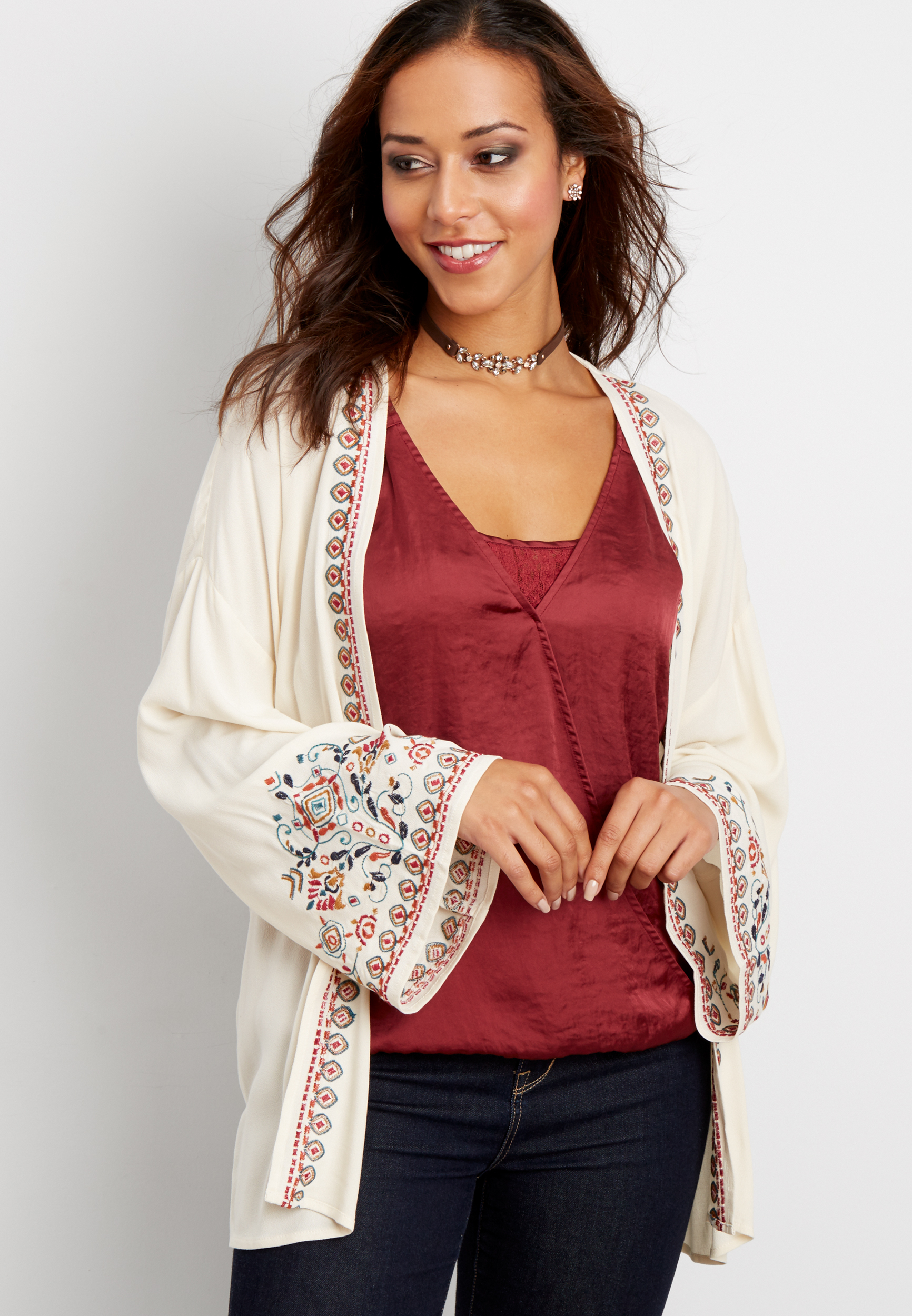 lightweight kimono with embroidery maurices