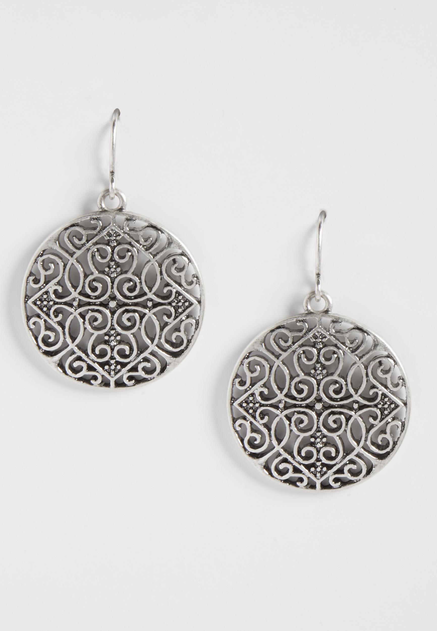 silvertone medallion earrings | maurices