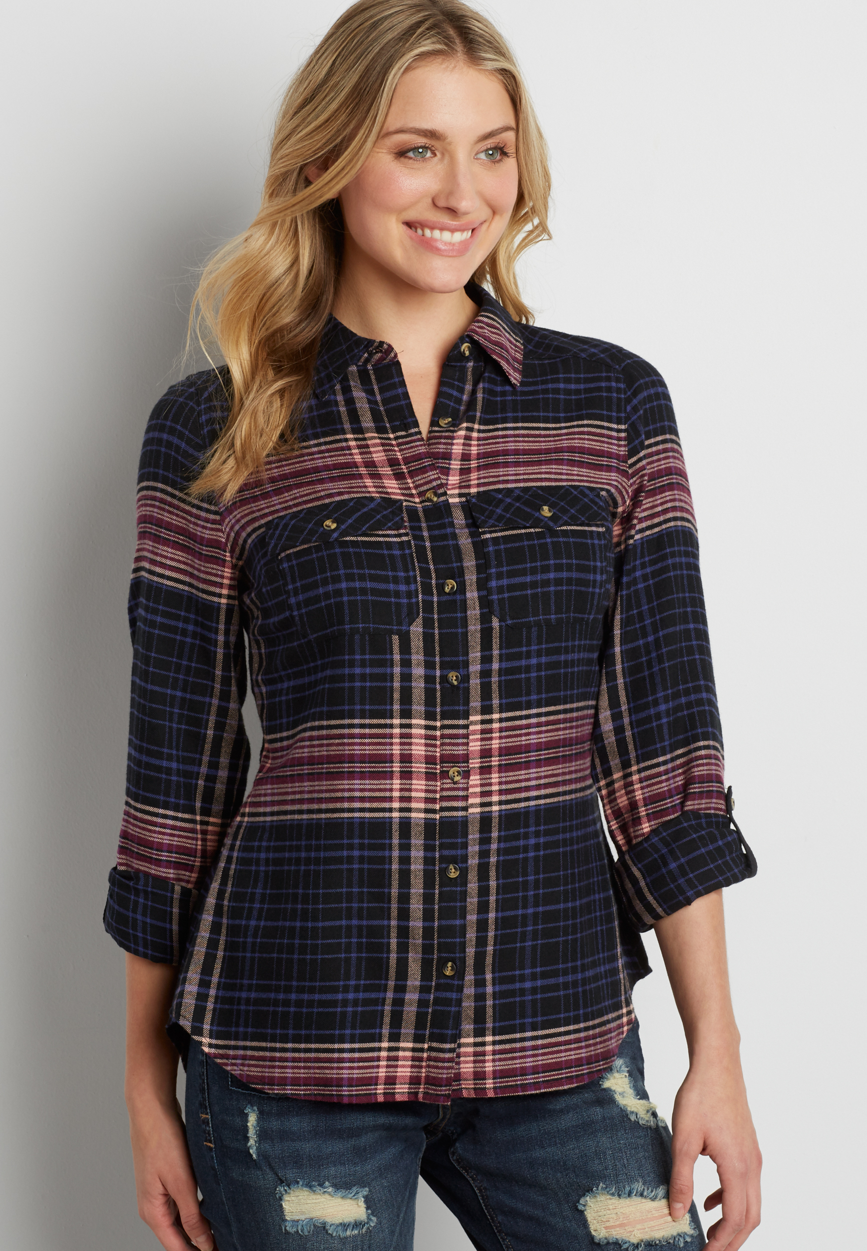 button down plaid shirt | maurices