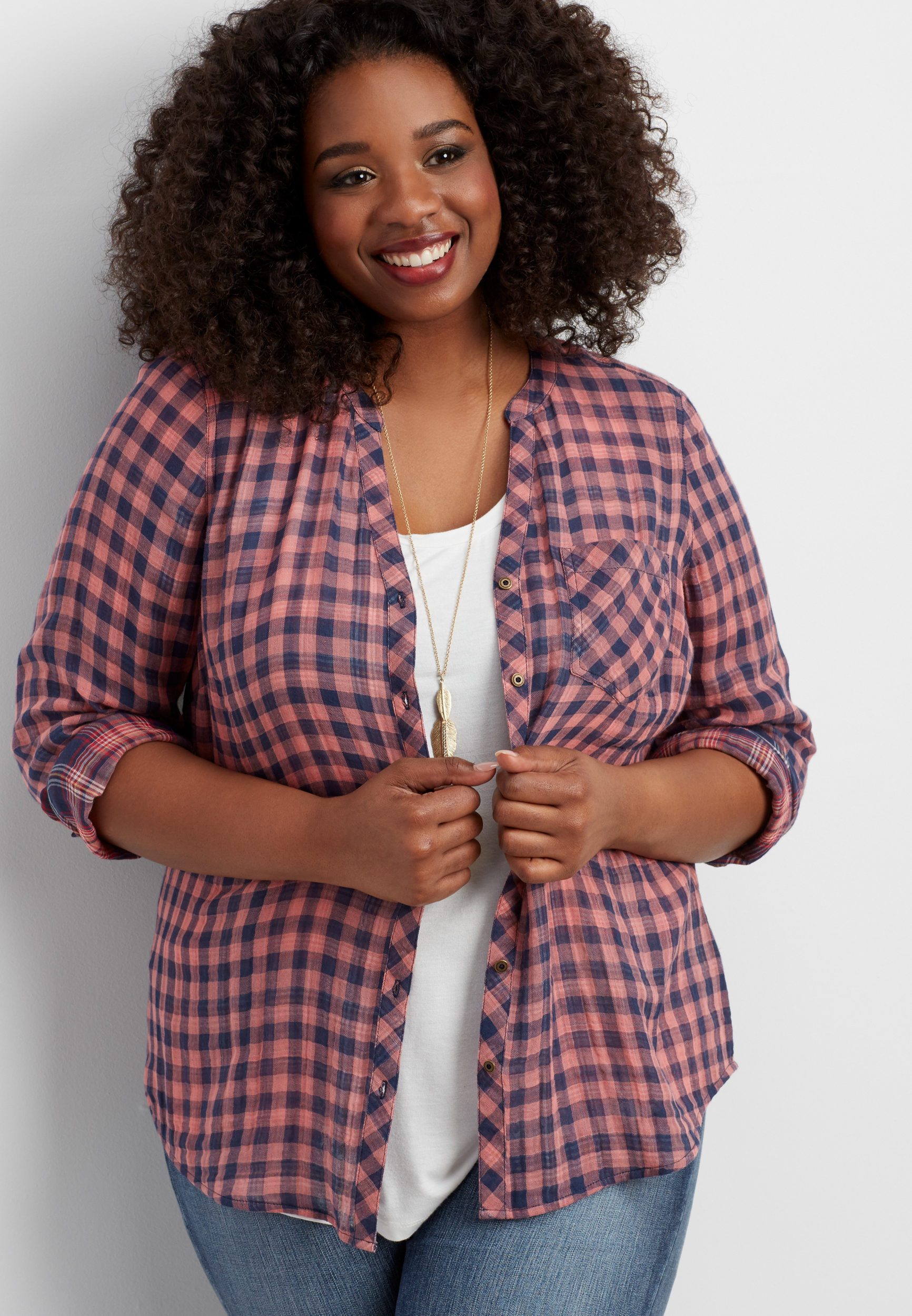 women's plus size buffalo plaid shirt