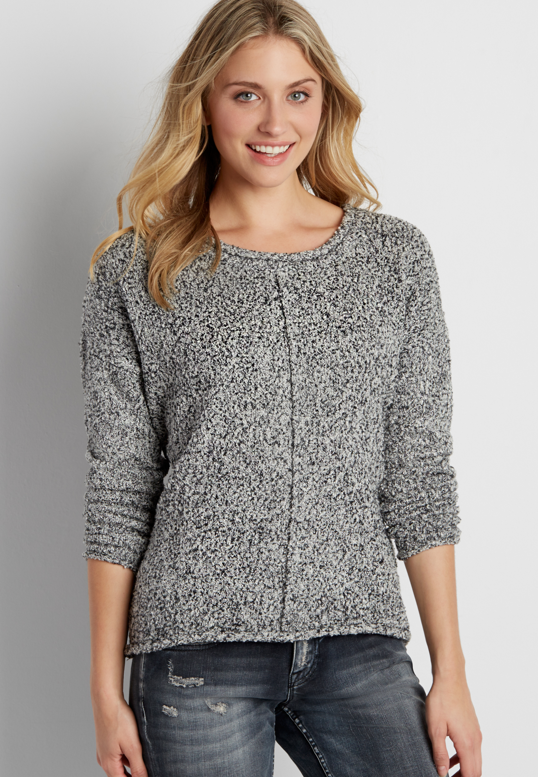 marled pullover sweater with metallic shimmer | maurices