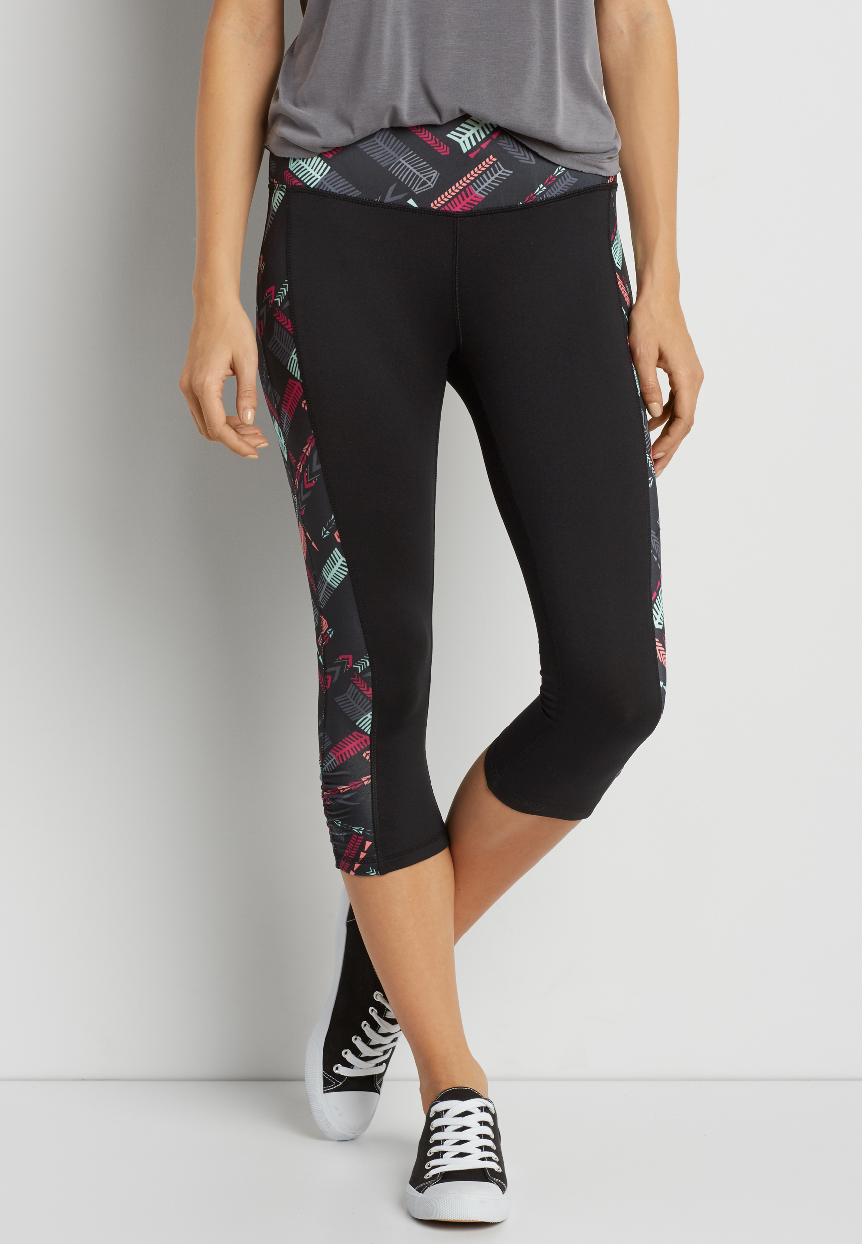 capri legging with colorful patterned sides and waistband maurices