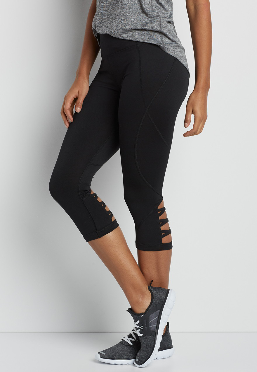 Download capri legging with strappy back bottom hem | maurices