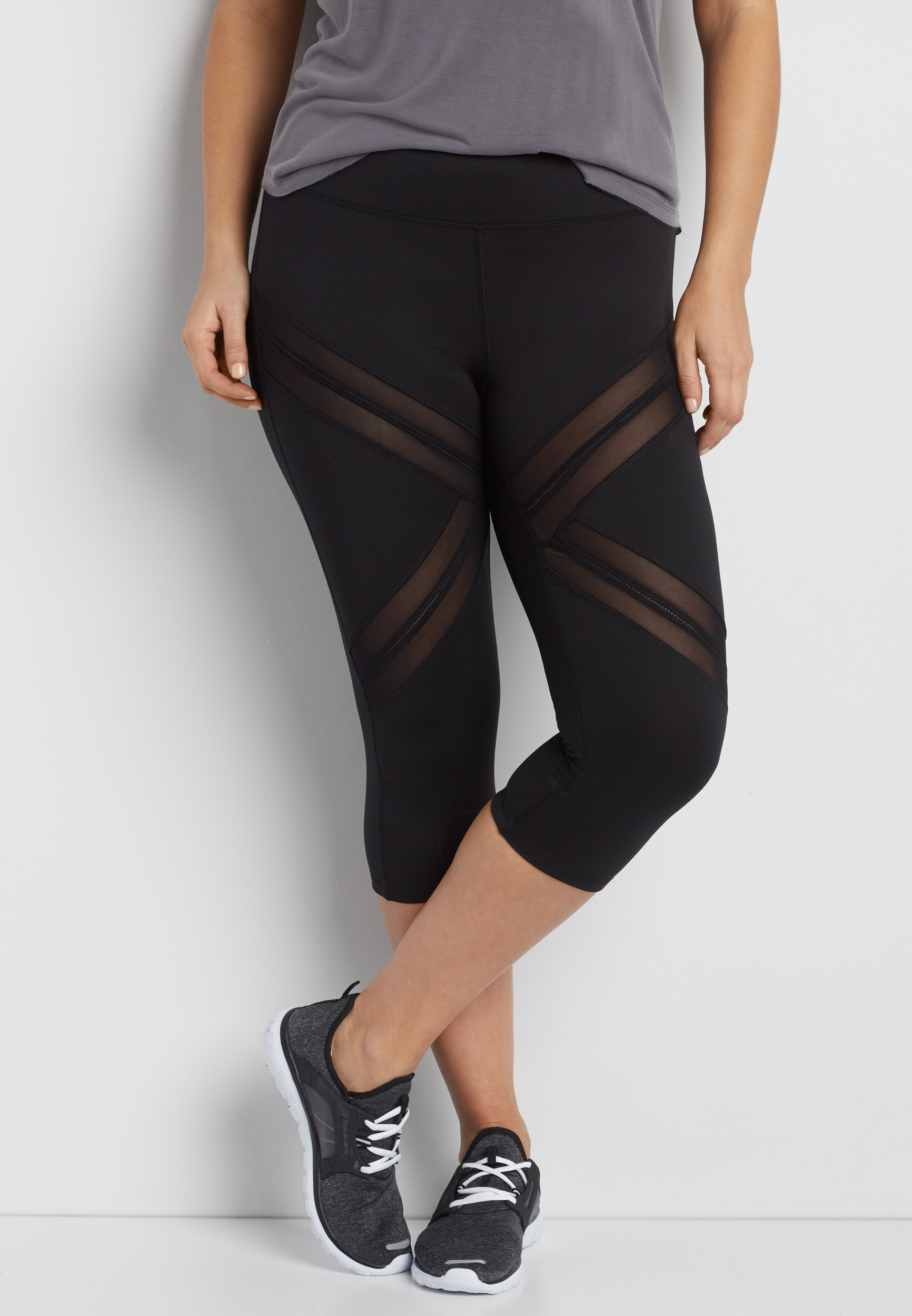 plus size capri legging with mesh inlay | maurices