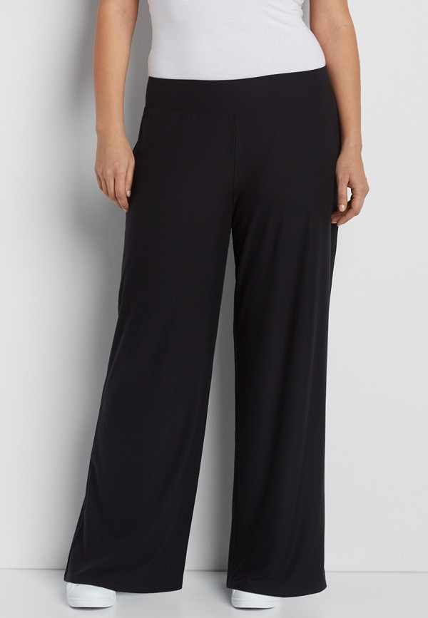 plus size ultra soft wide leg pant in black | maurices