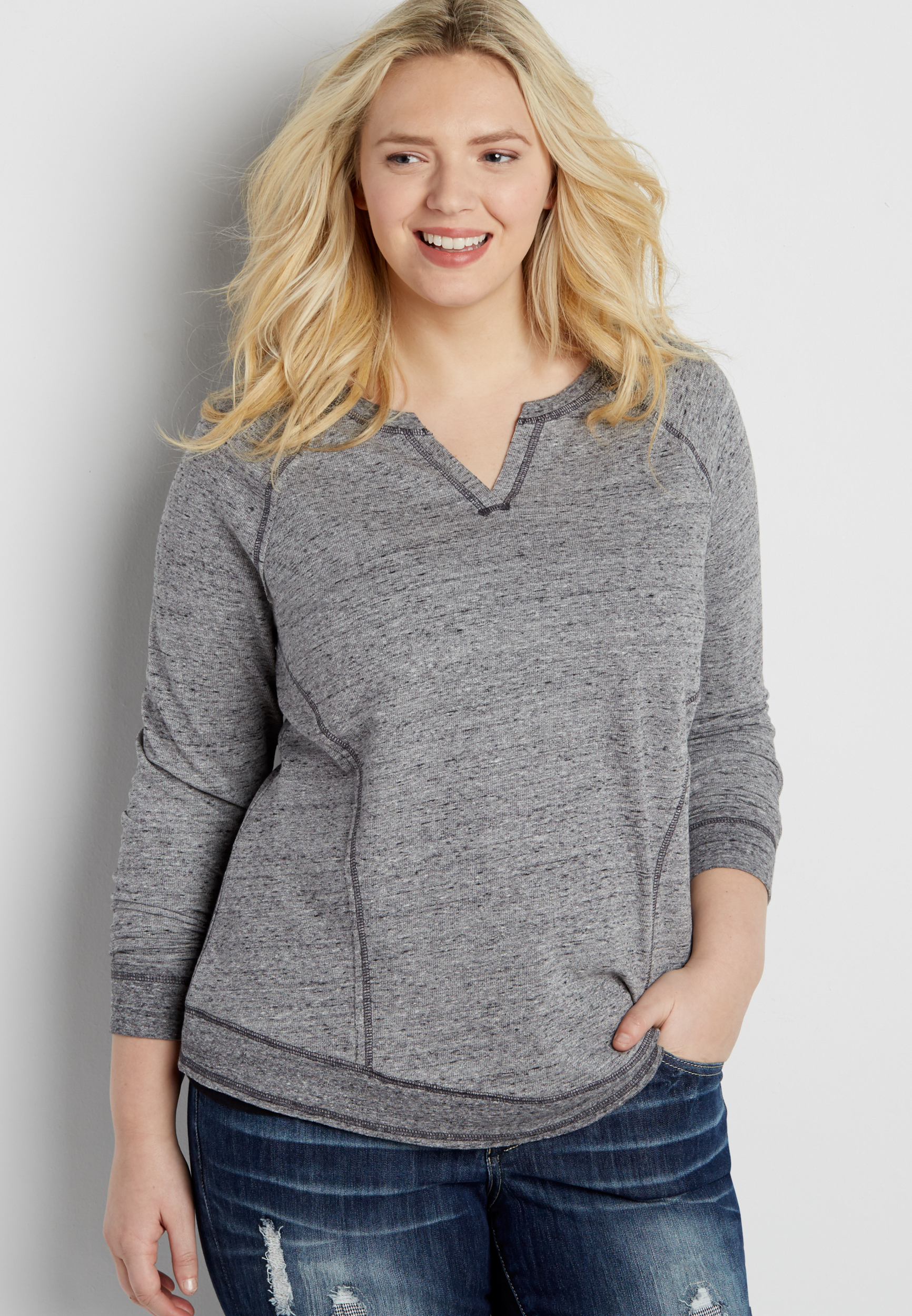 plus size heathered pullover sweatshirt | maurices