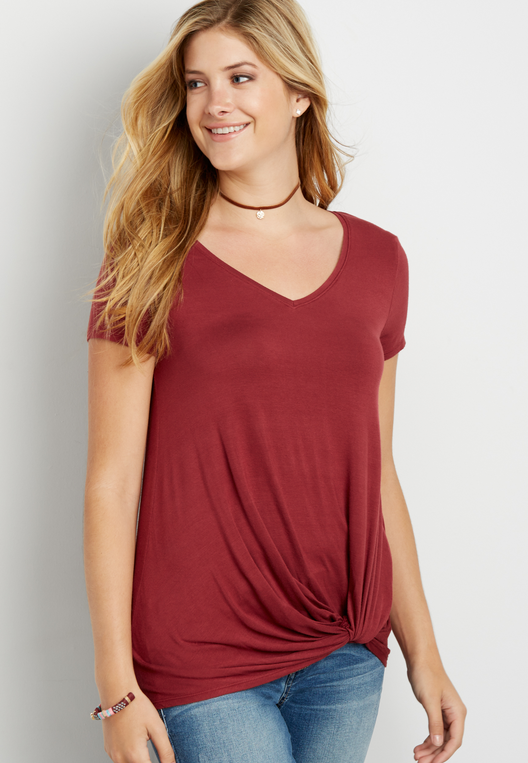 the 24/7 knot hem tee | maurices