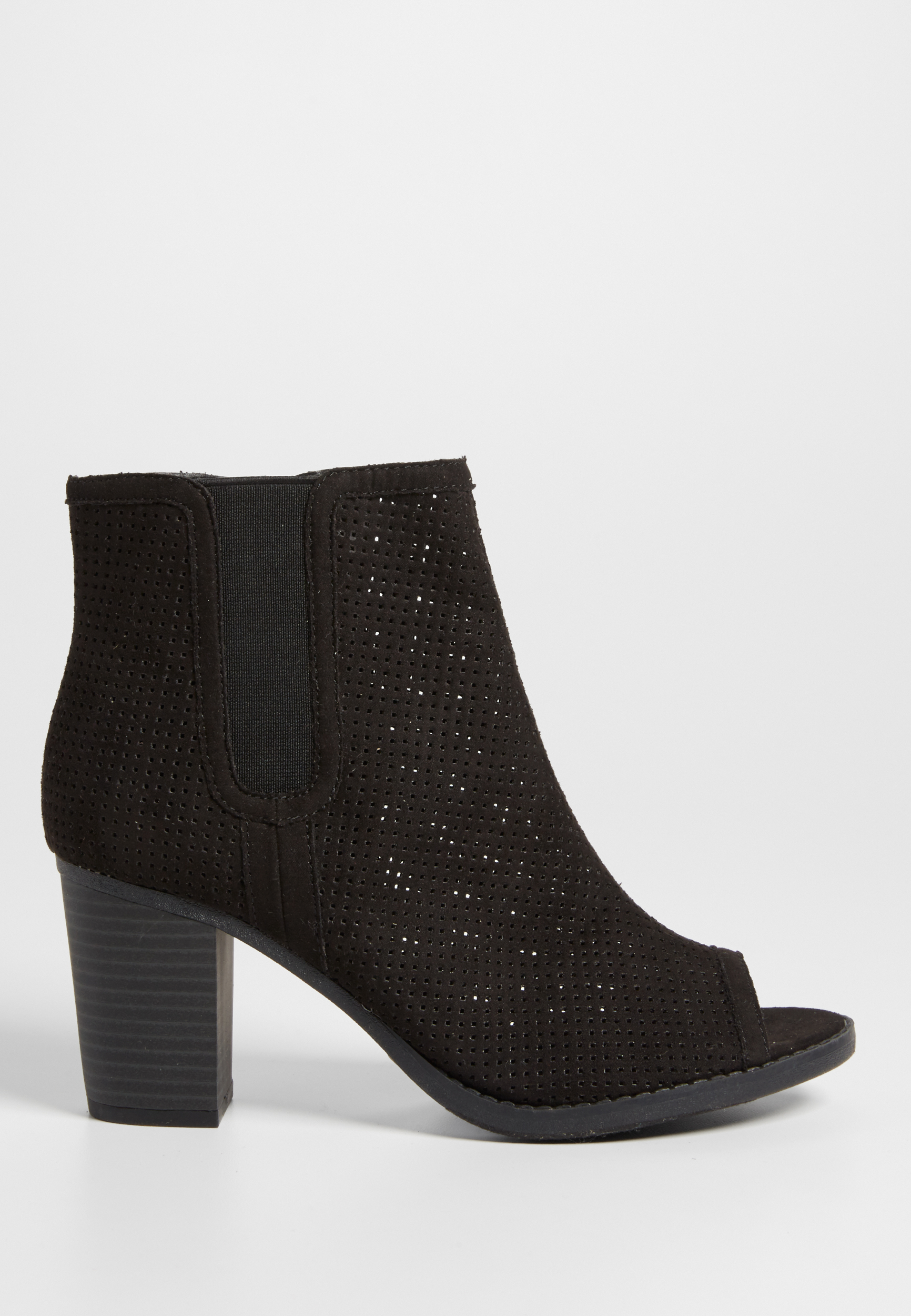 black faux suede booties