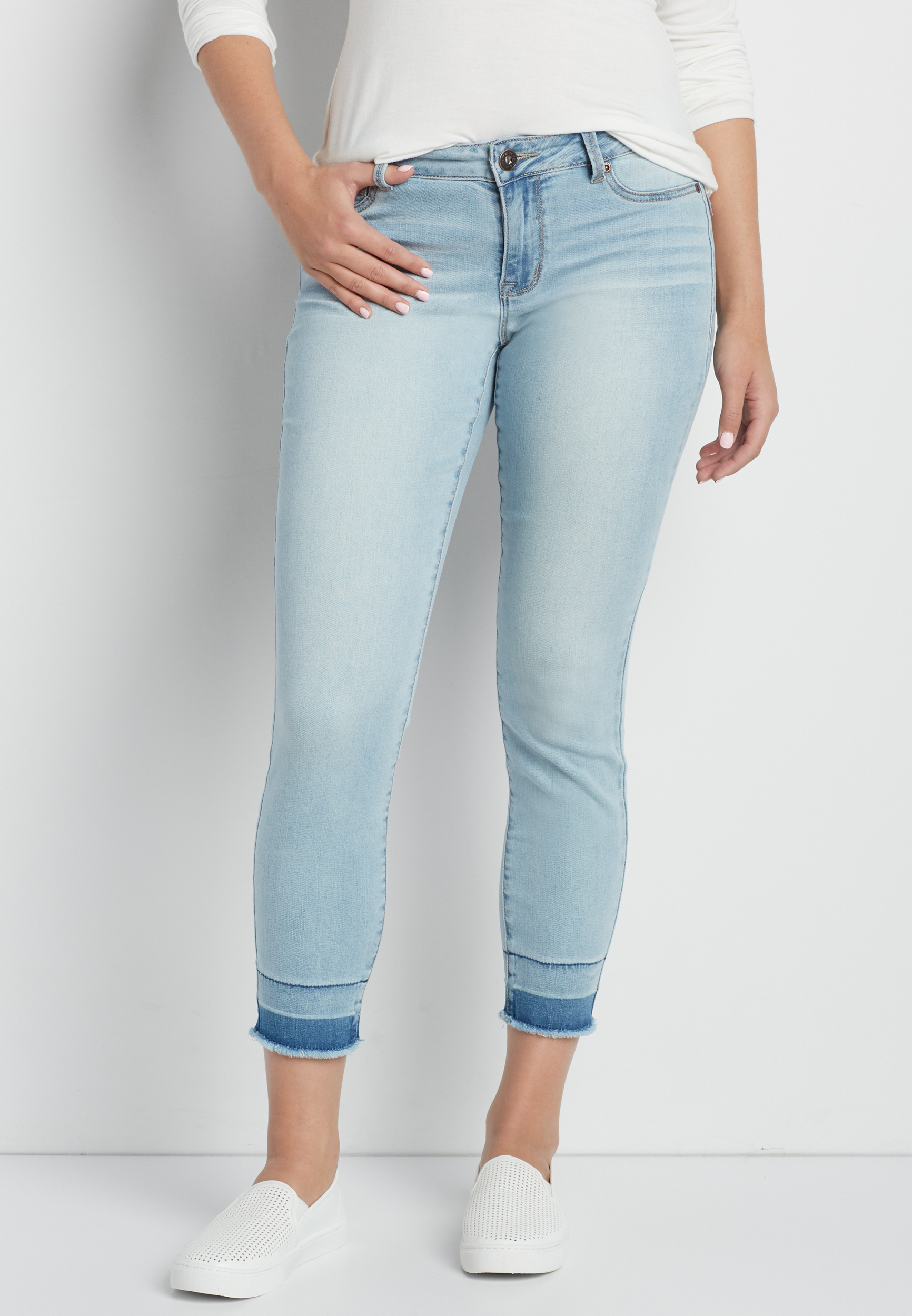 DenimFlex™ cropped jegging in light wash with released hem | maurices