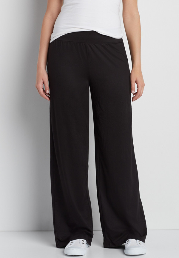 ultra soft wide leg pant in black | maurices