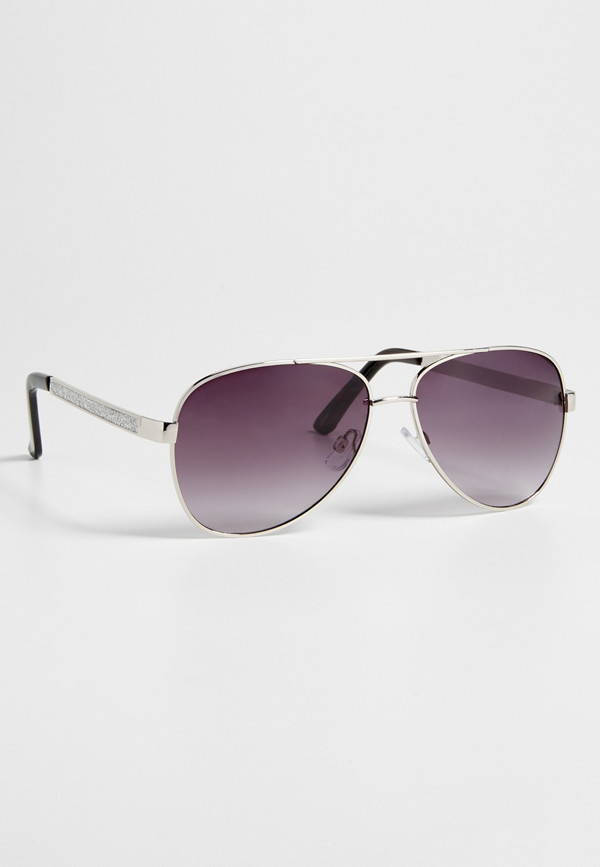 aviator sunglasses with glitter | maurices
