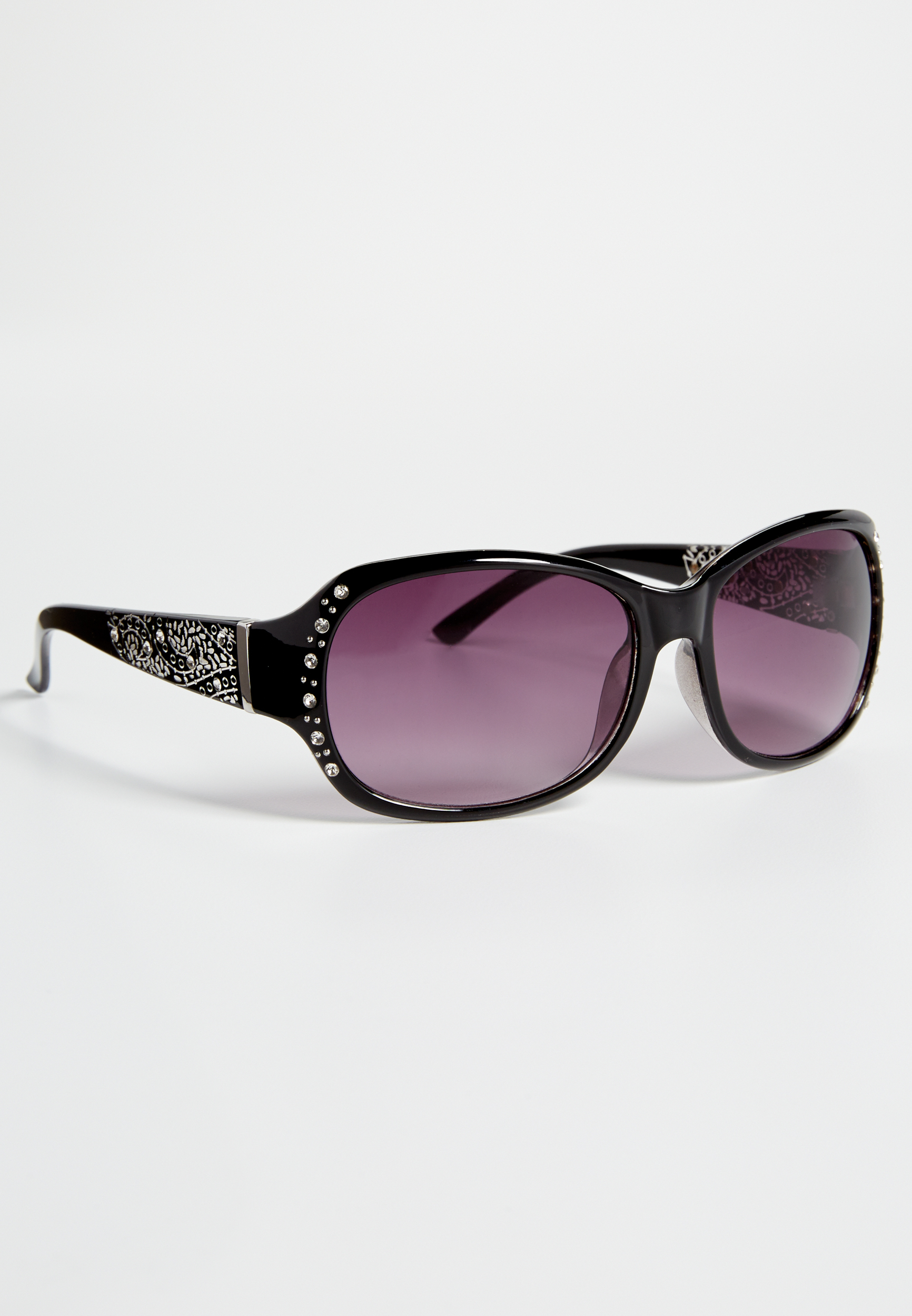 oversized etched sunglasses with rhinestones maurices