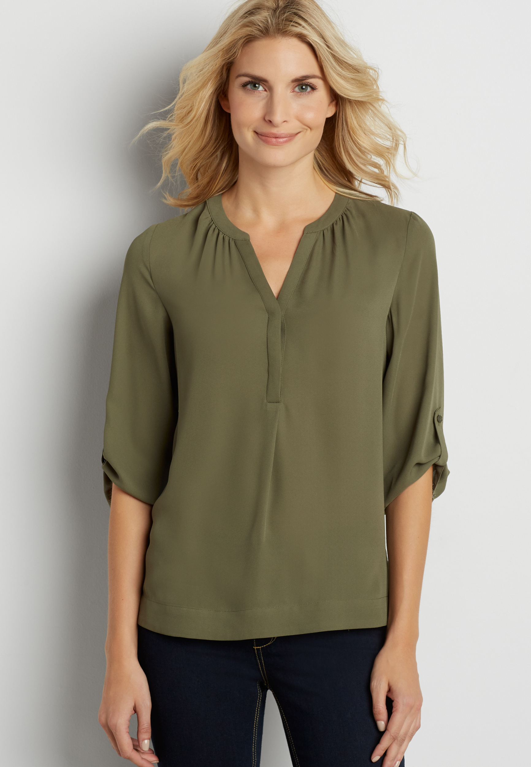 the perfect blouse with high-low hem and side slits | maurices
