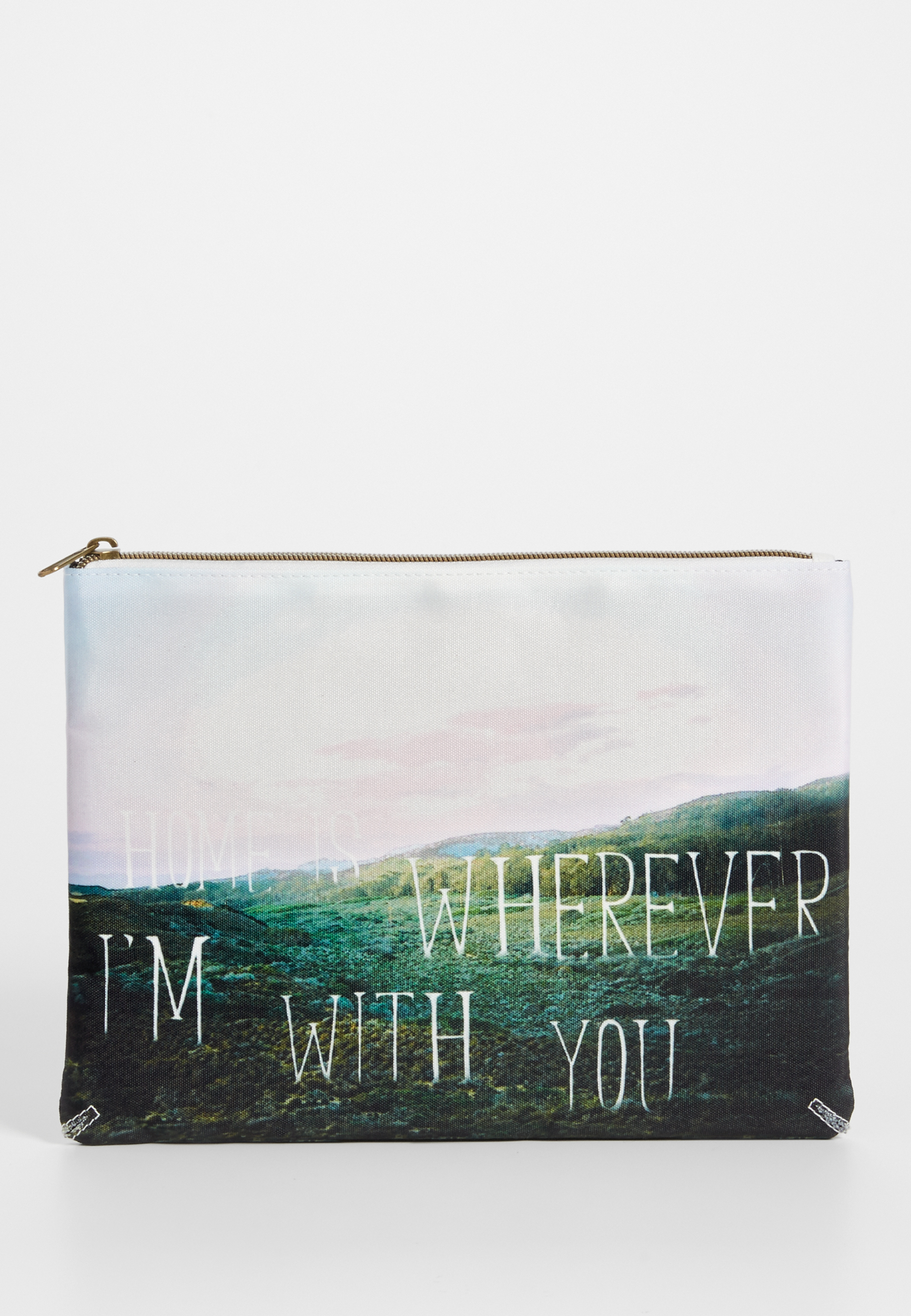 zipper pouch with home is wherever I am with you graphic | maurices
