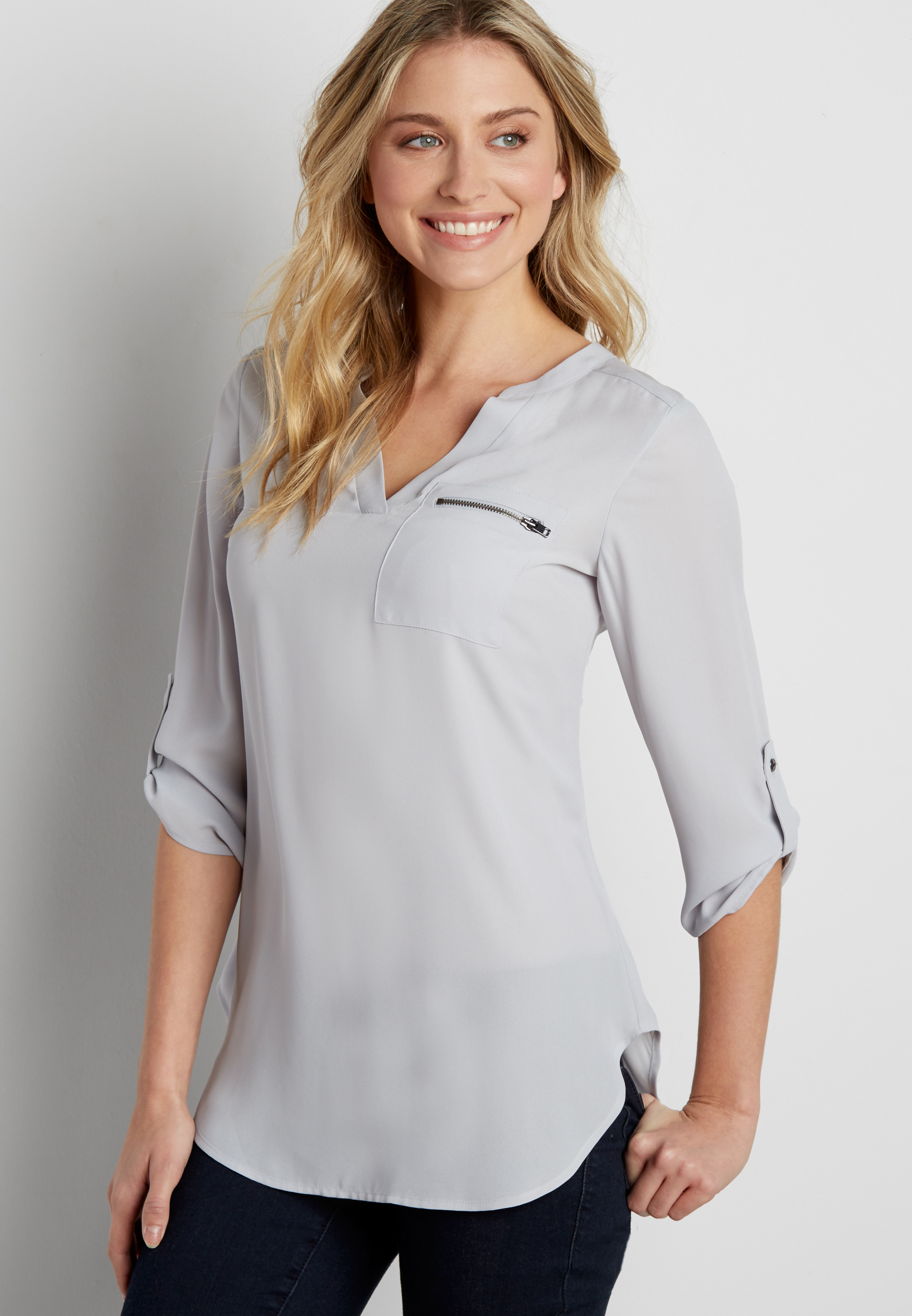 the perfect tunic blouse with zipper pocket | maurices