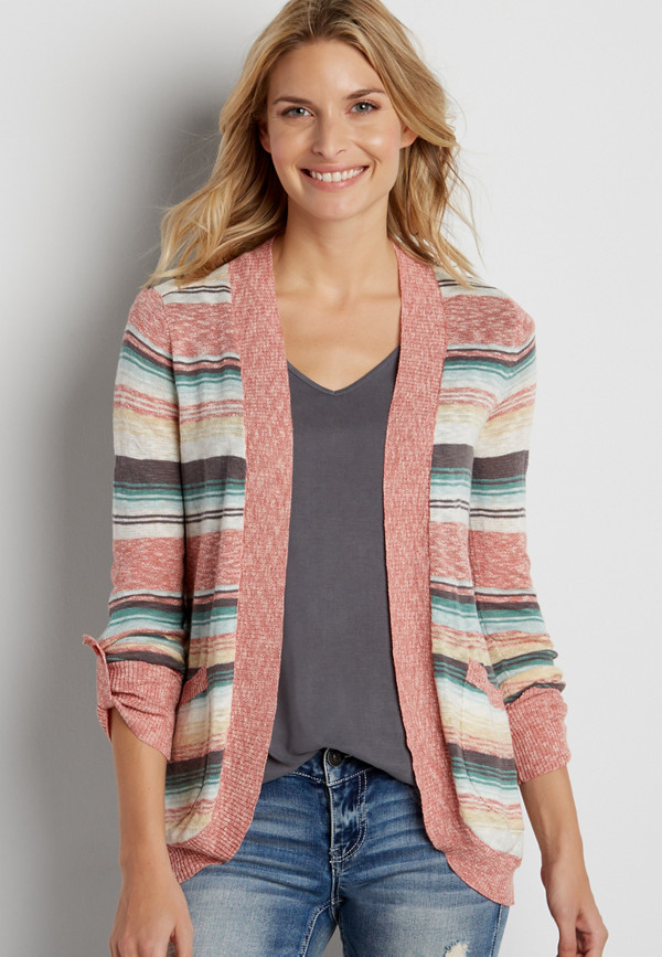 lightweight cardigan with multicolor stripes | maurices