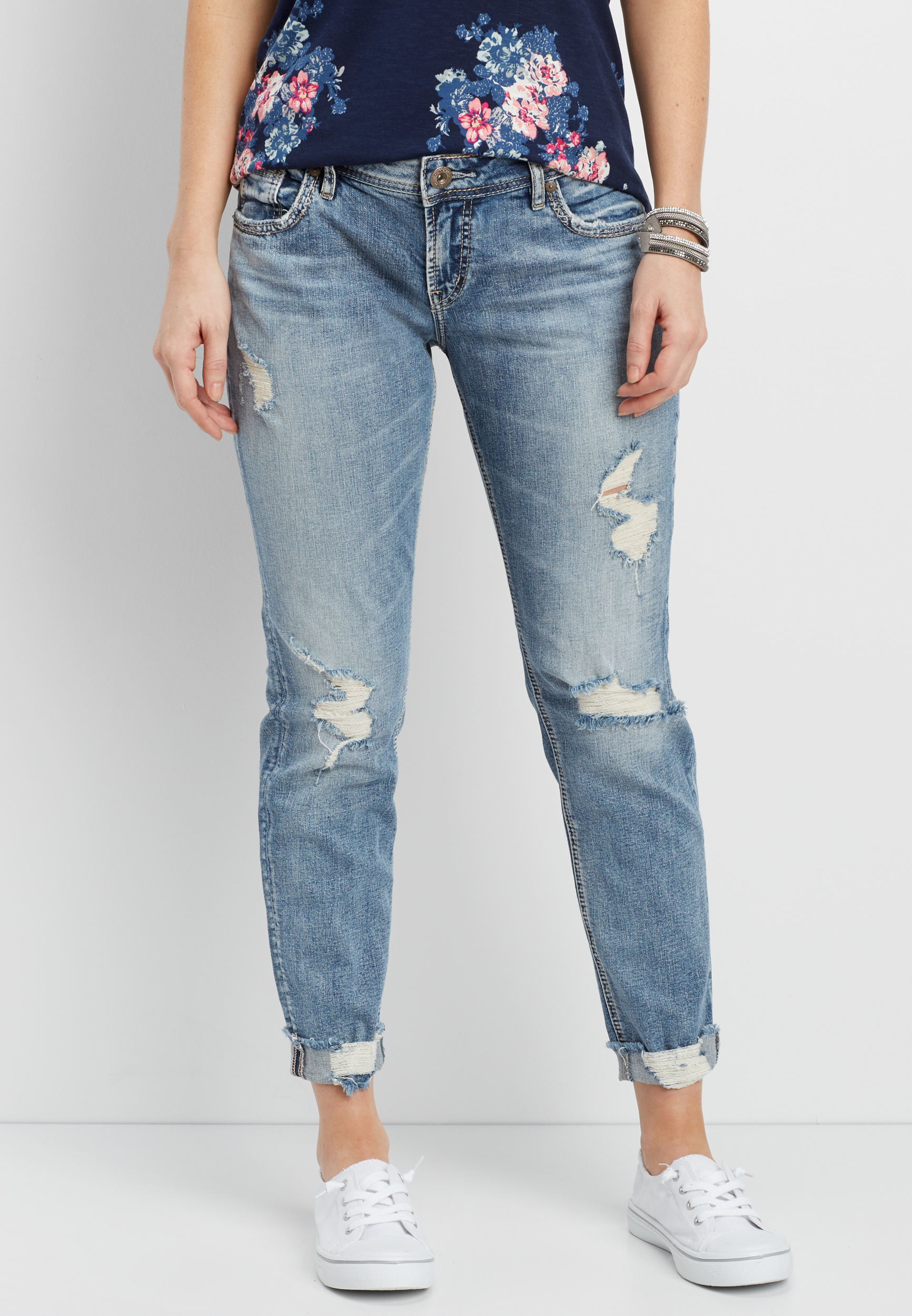 silver boyfriend jeans