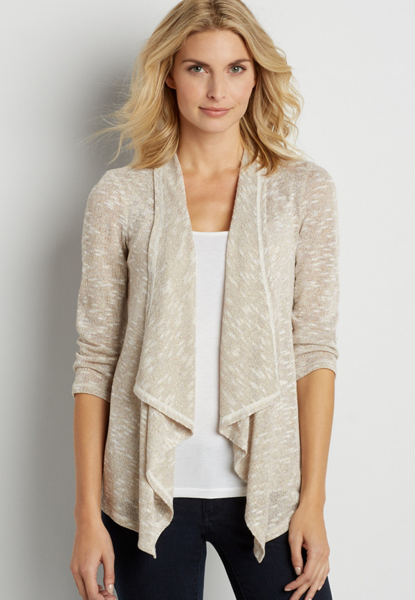 lightweight cardigan with chiffon back inlay and metallic shimmer ...