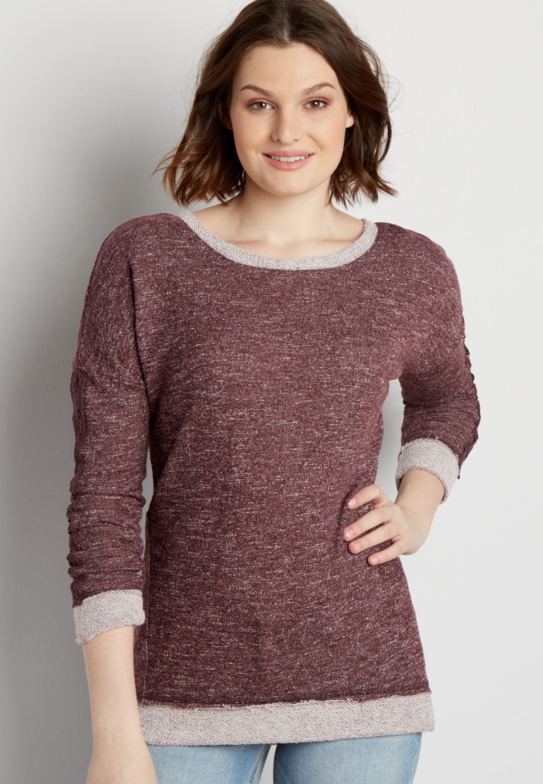french terry pullover sweatshirt with lace up back maurices