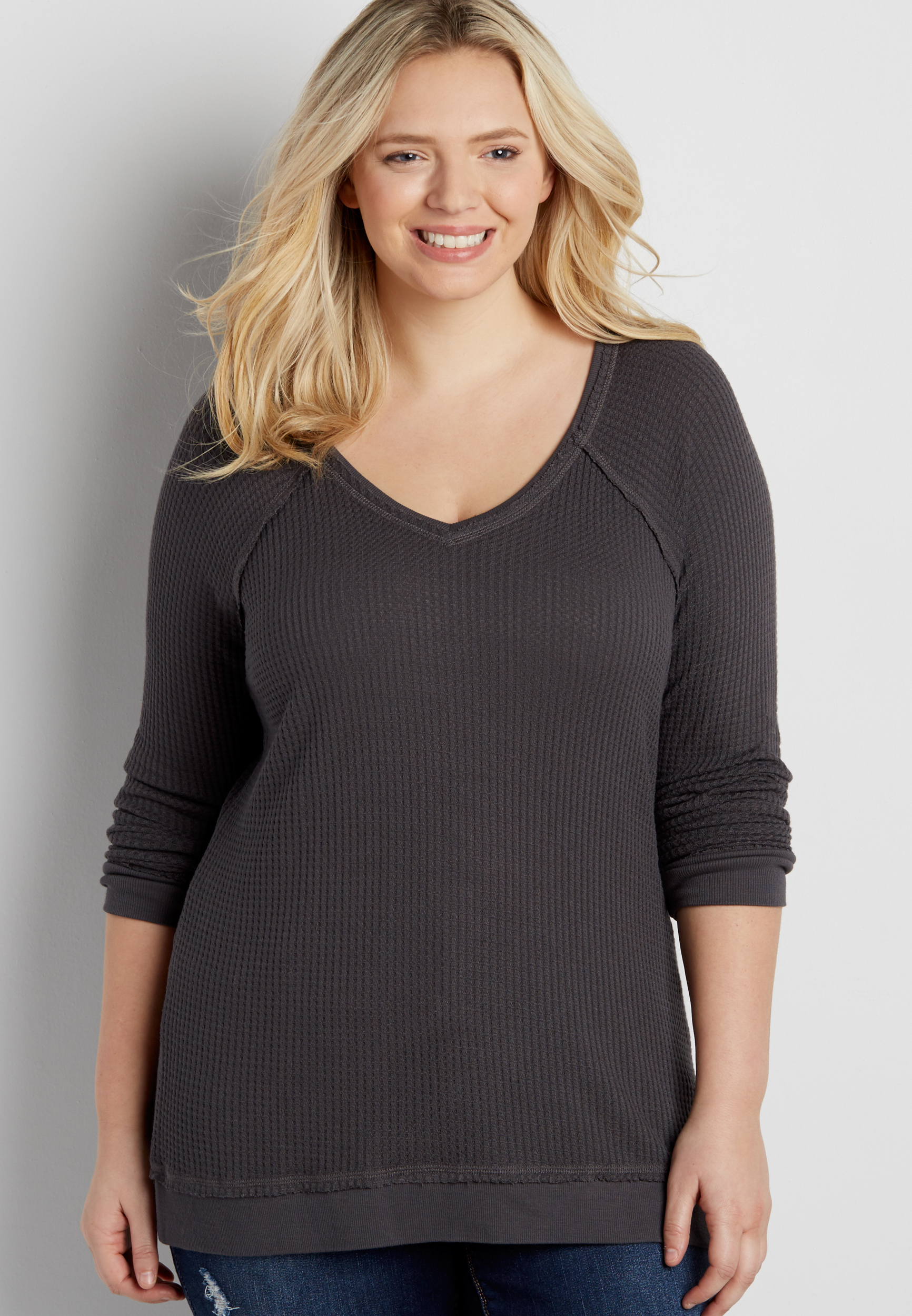 plus size waffle knit pullover | maurices