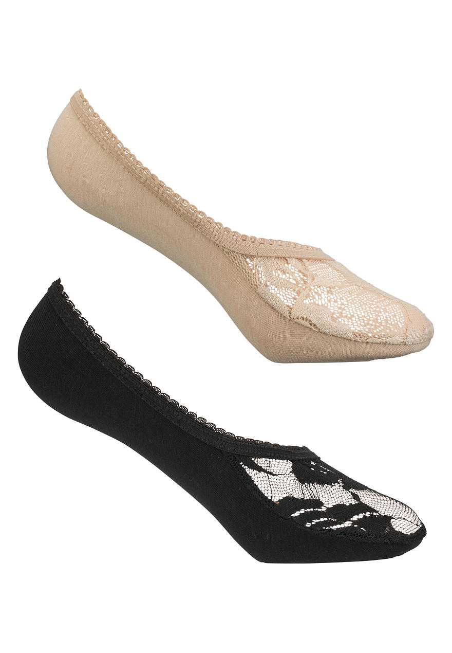 noshow lace top socks in black and nude 2 pack maurices
