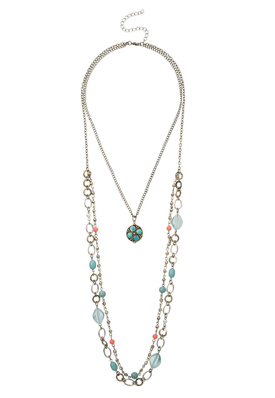 mixed bead and chain layered necklace | maurices