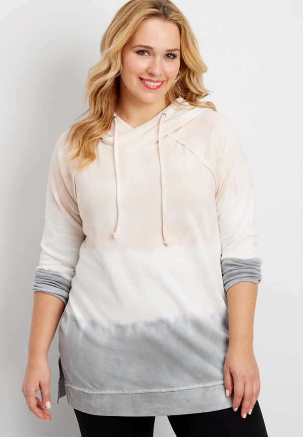 plus size dip dyed pullover hooded tunic sweatshirt | maurices