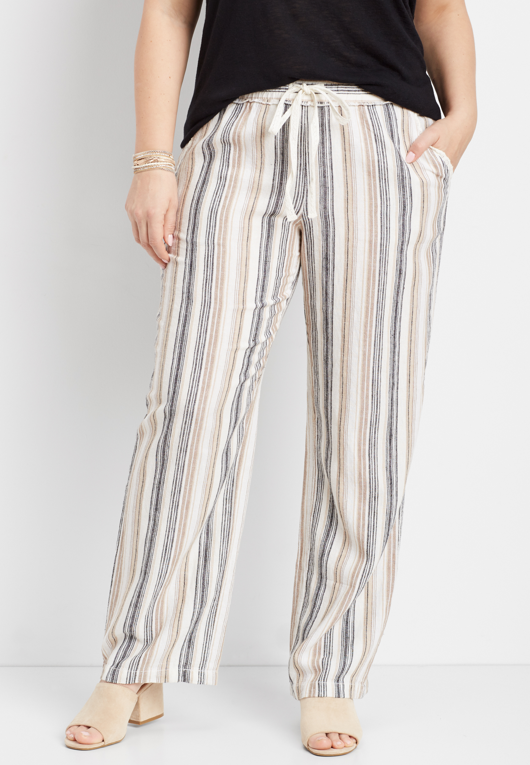 plus size striped trousers