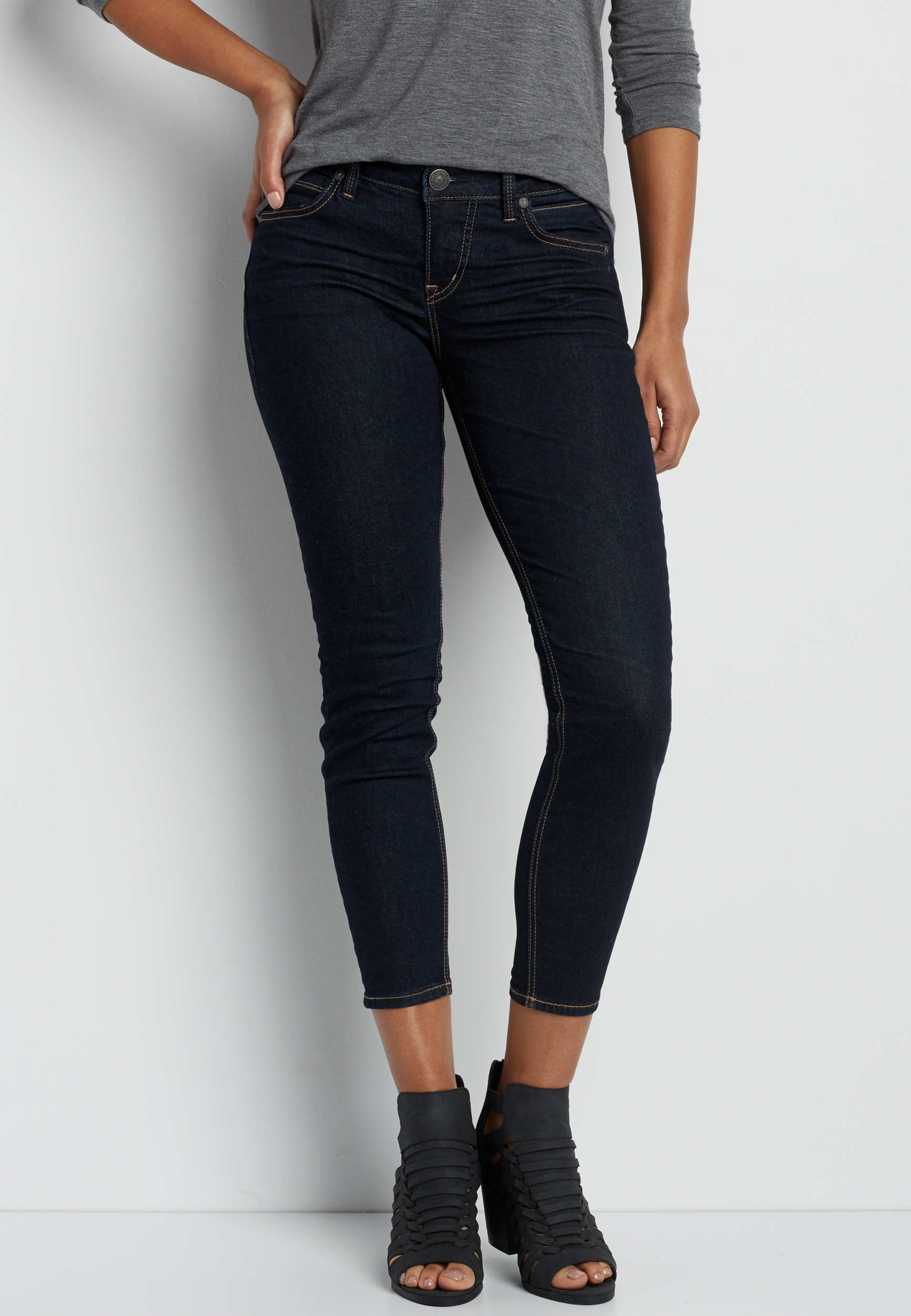 Silver Jeans Co.® Aiko ankle crop skinny jeans in dark rinse | maurices