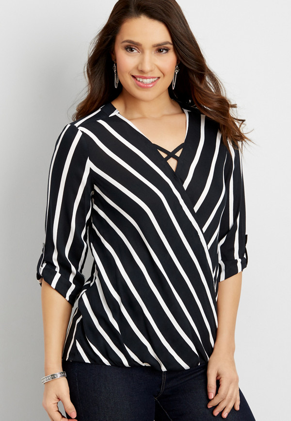 striped wrap front top | maurices
