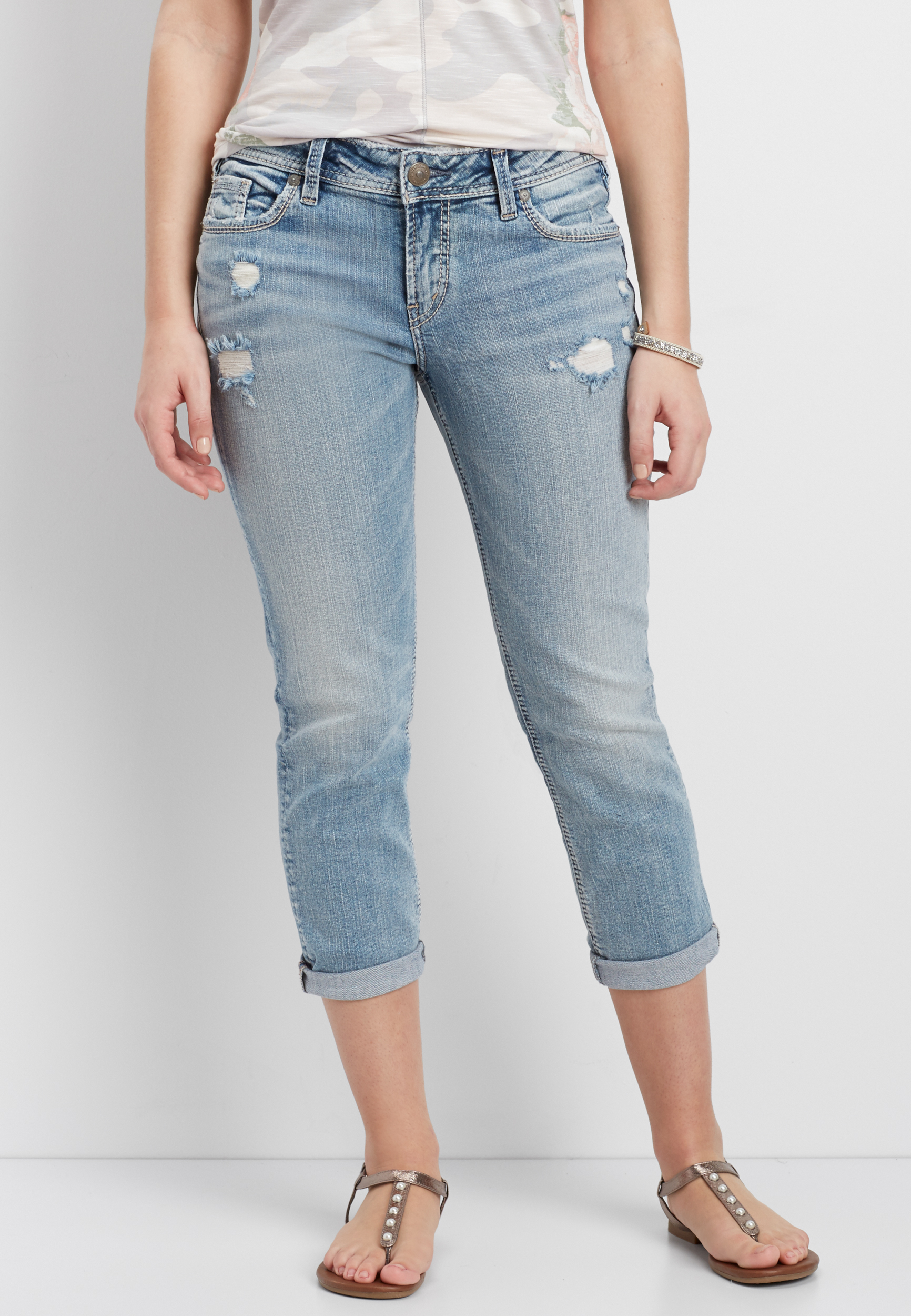 Silver Jeans Co.® Elyse light wash capri | maurices