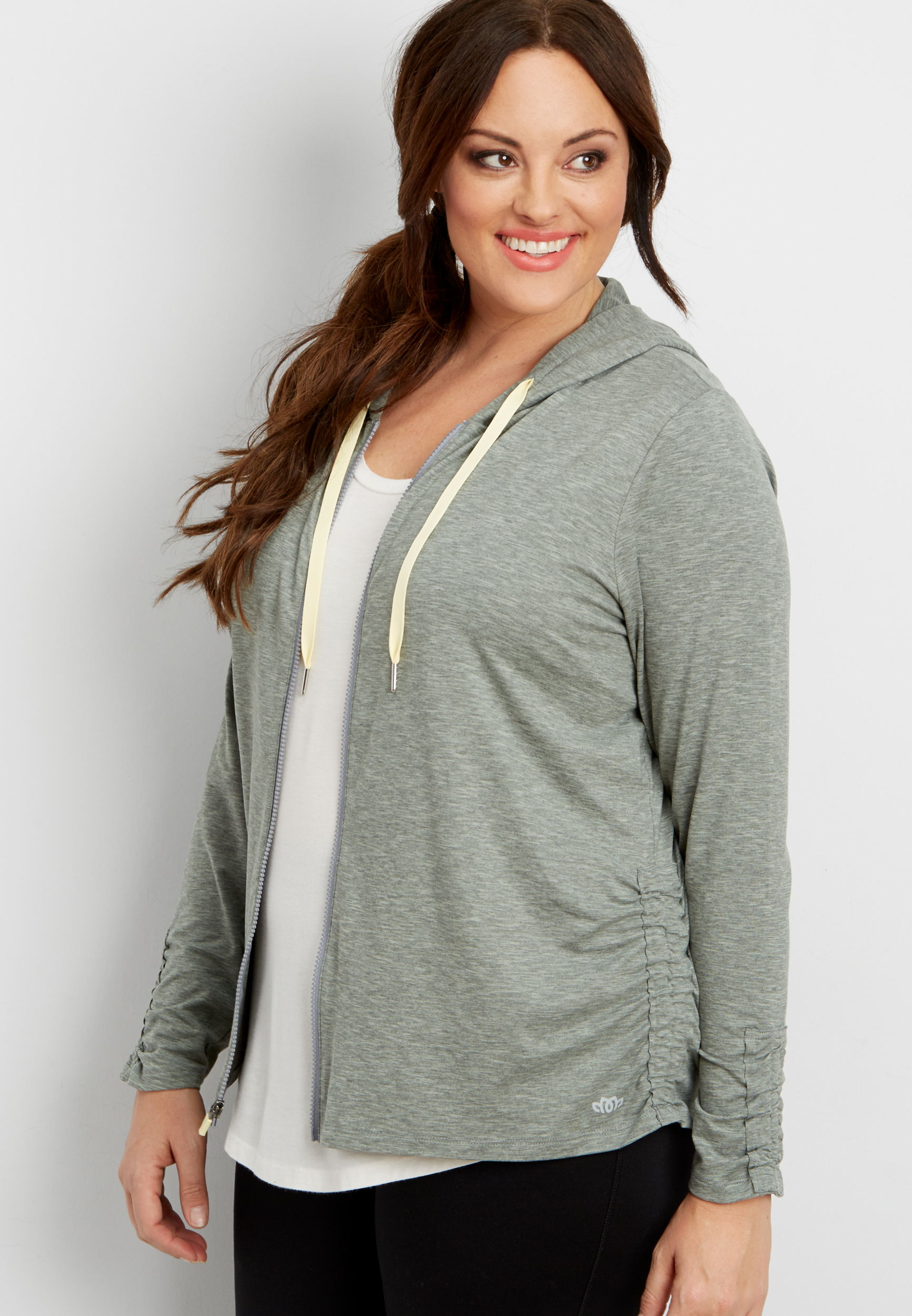 plus size ultra soft hooded zip up sweatshirt with cinching maurices