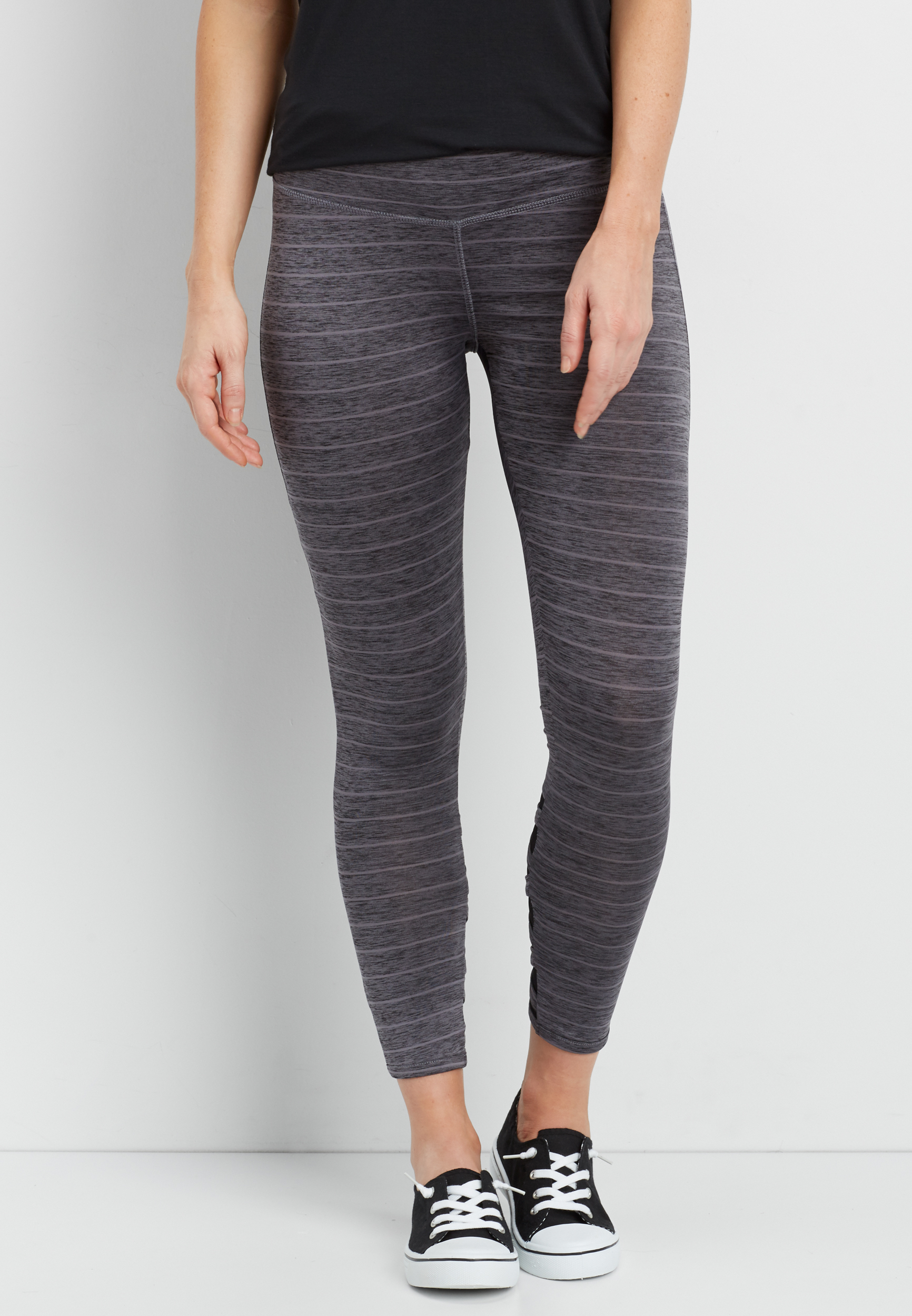 7/8 active striped spacedye legging with mesh inlay | maurices