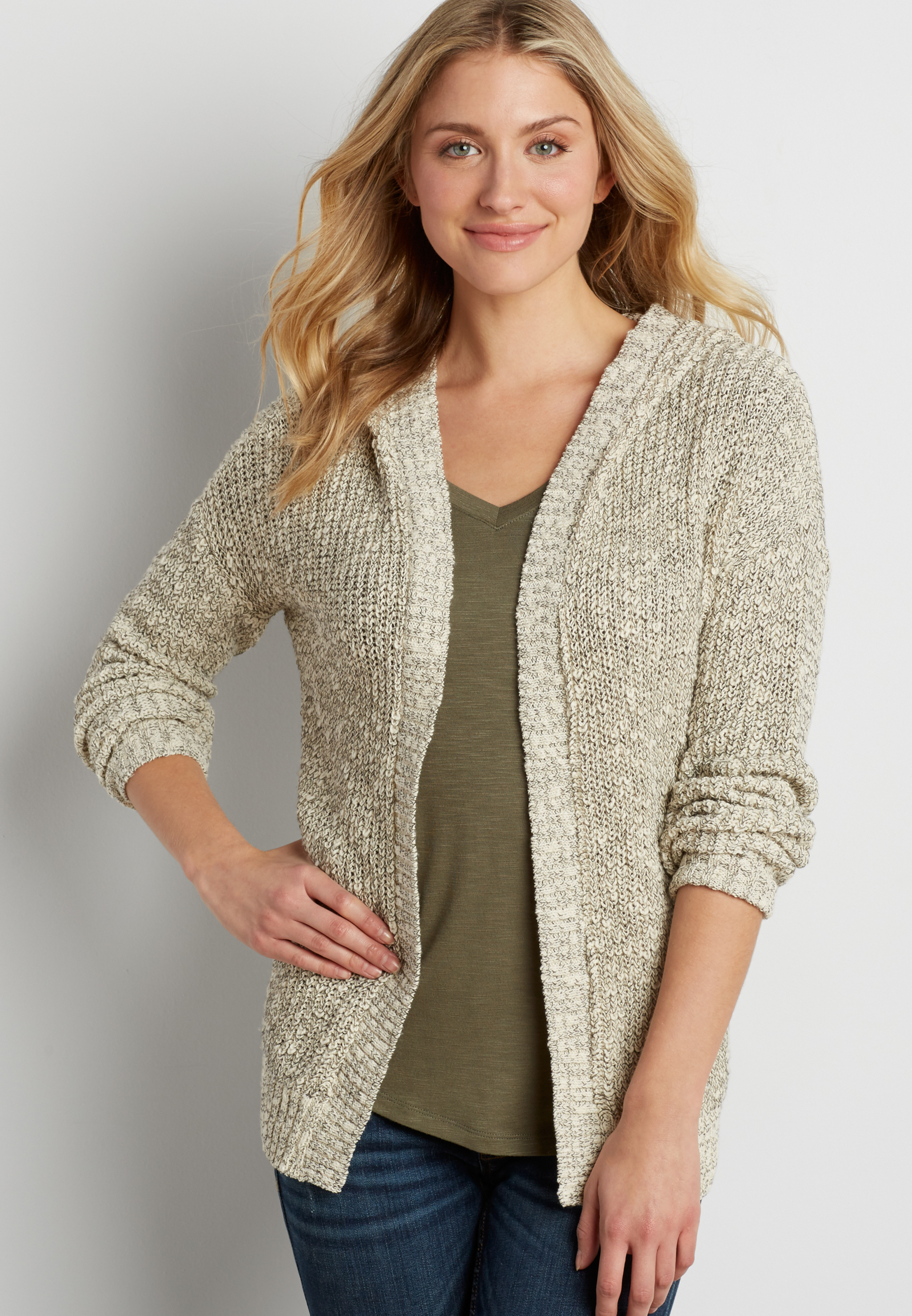 marled cardigan with hood | maurices