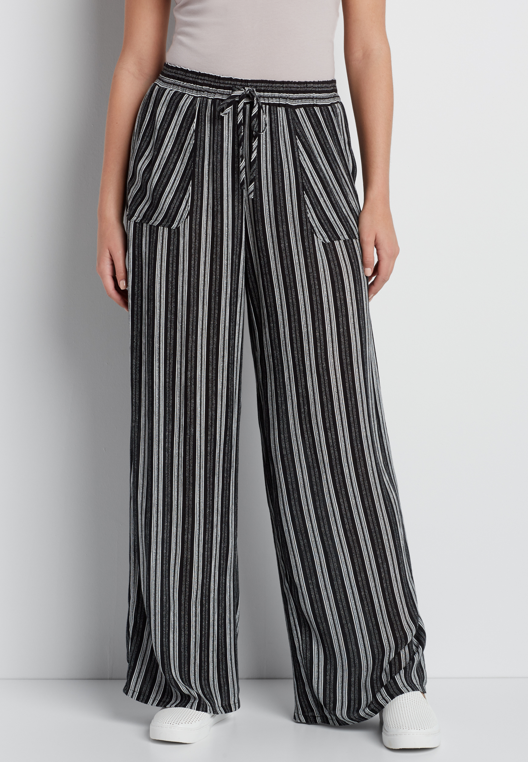 wide leg gauze pant with stripes | maurices