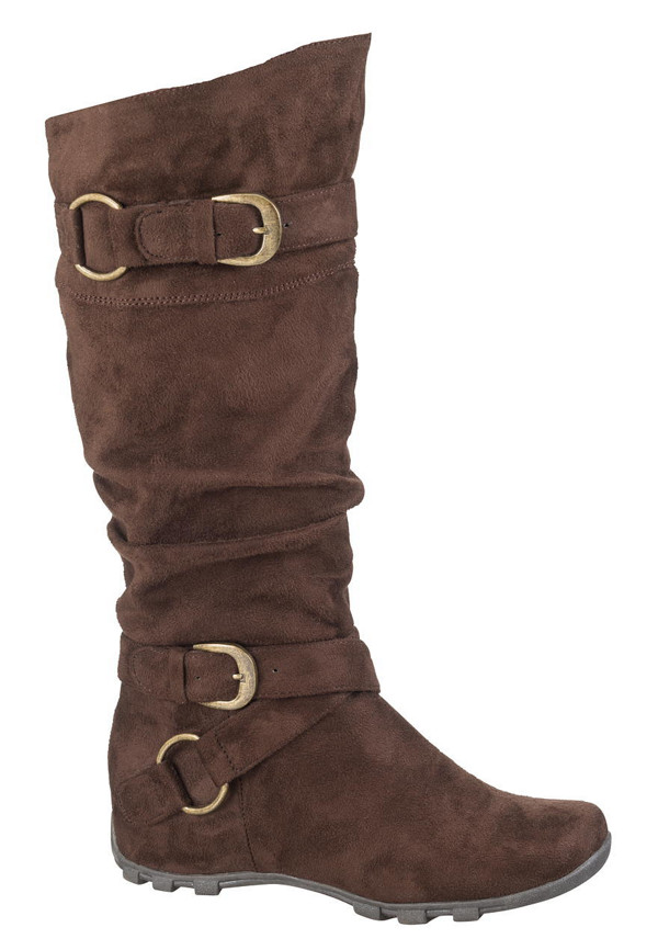 nicki scrunch boot with buckles in brown | maurices