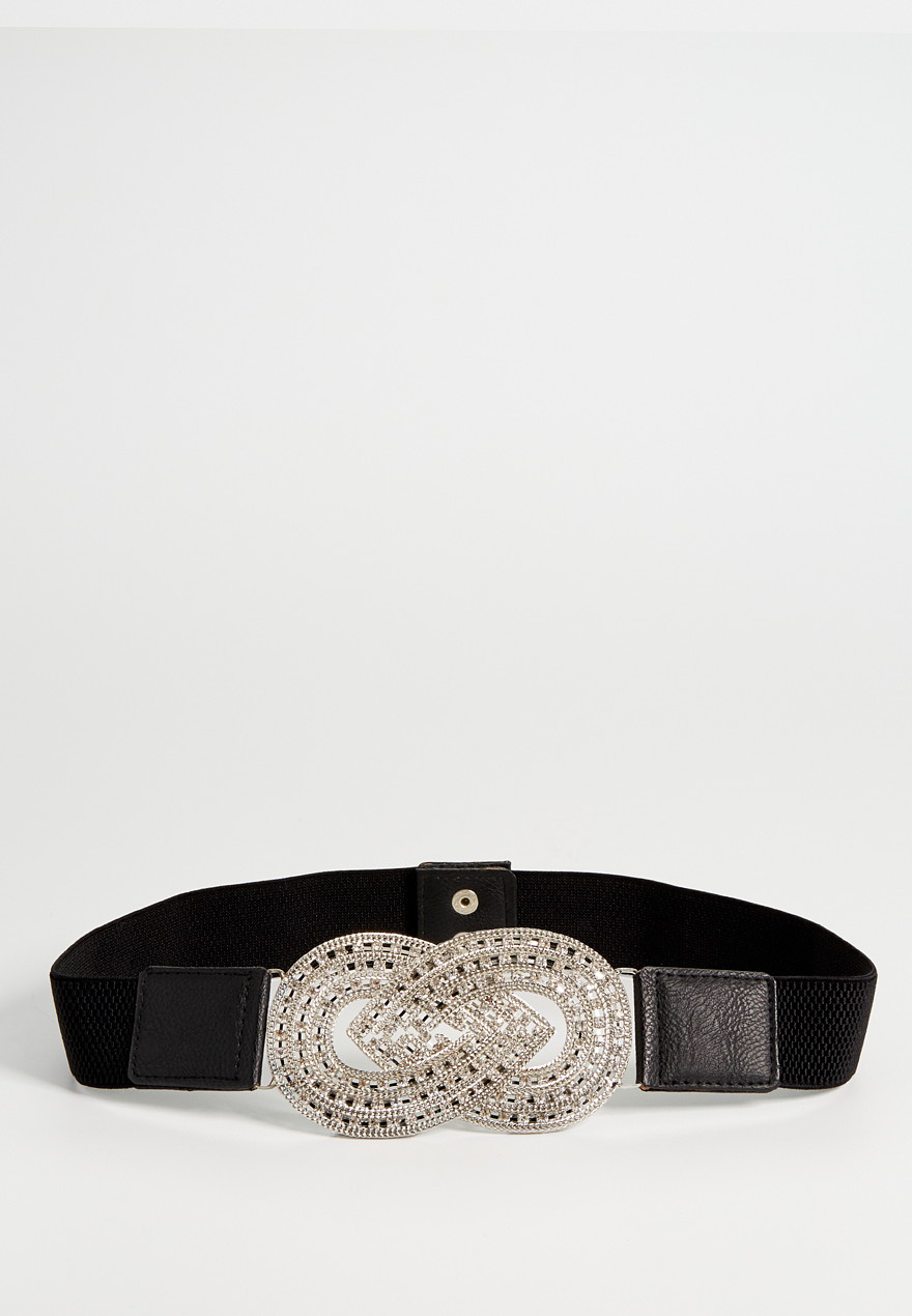 rhinestone knot stretch belt | maurices