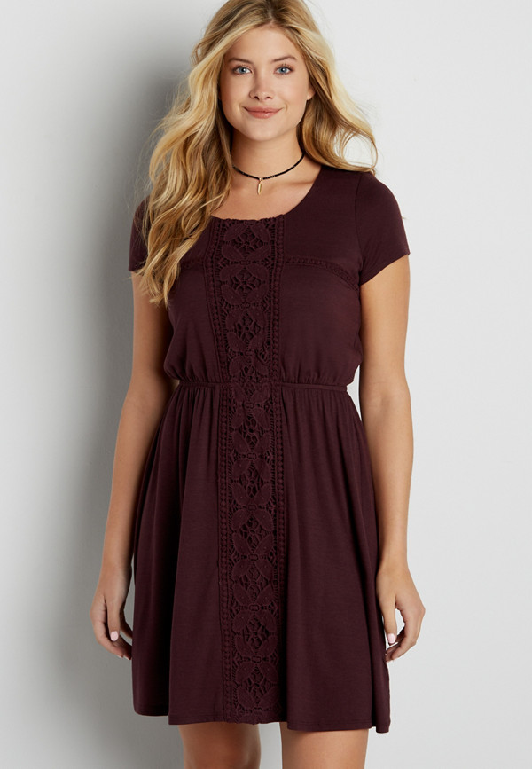 dress with crocheted overlay | maurices