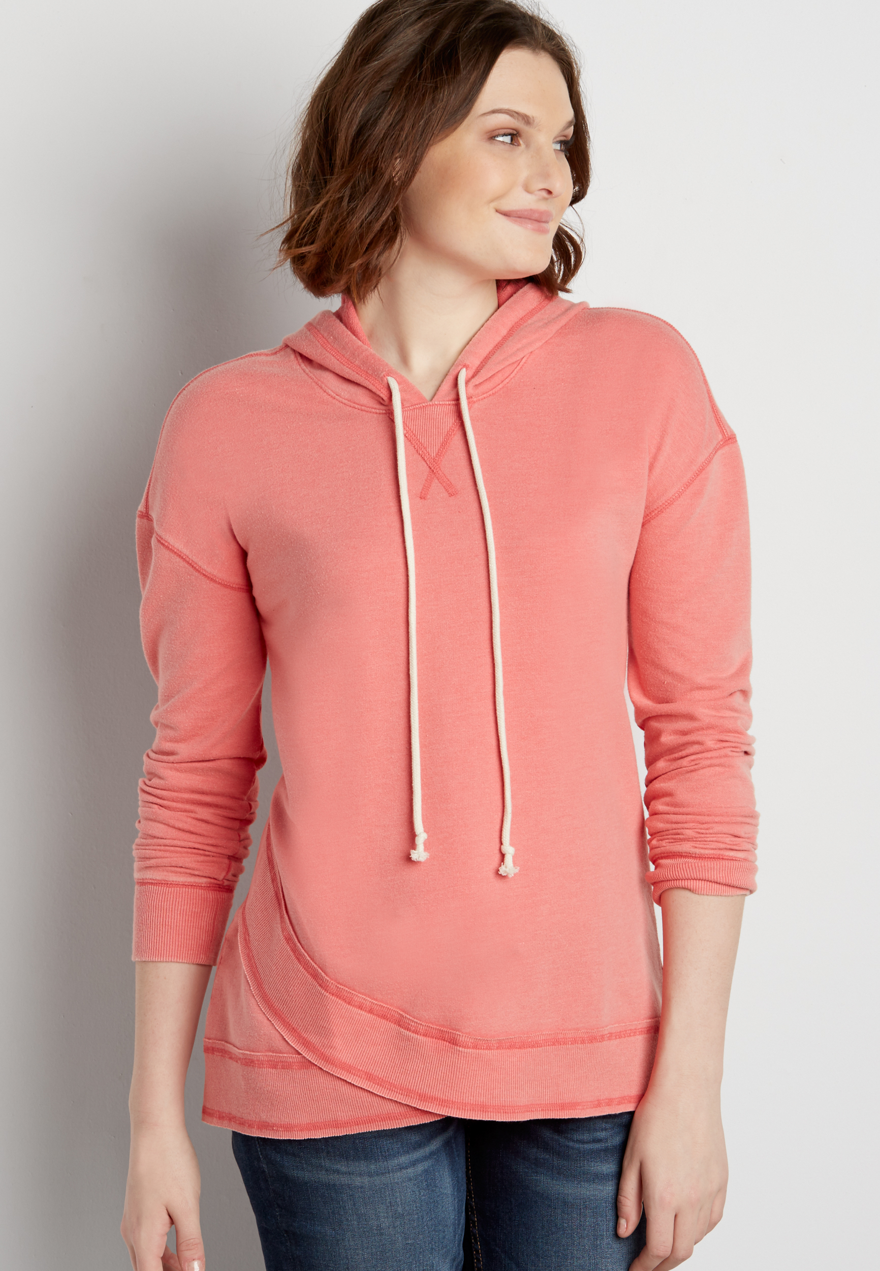 hooded pullover sweatshirt with tulip hem | maurices