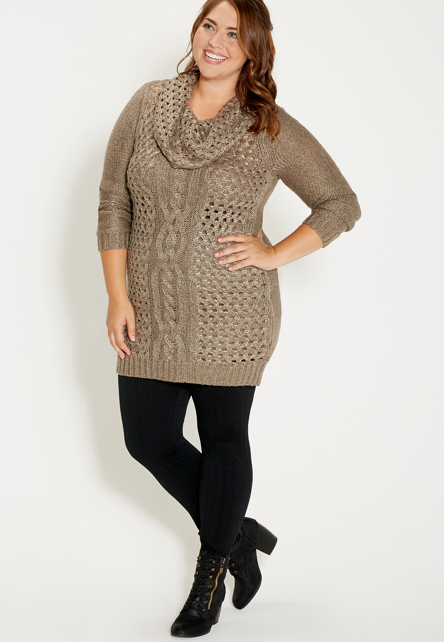 plus size cowl neck sweater dress