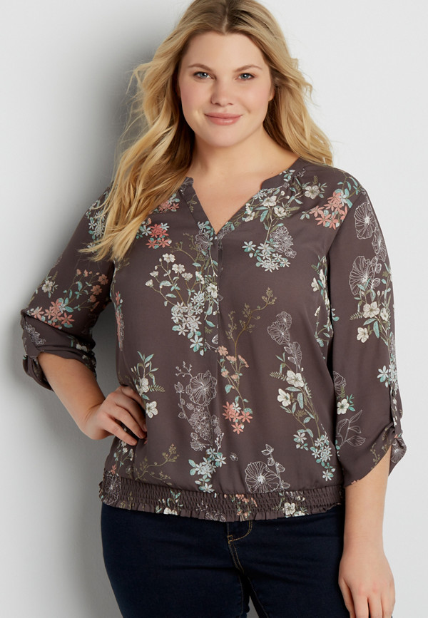 the perfect plus size blouse with smocked bottom hem | maurices