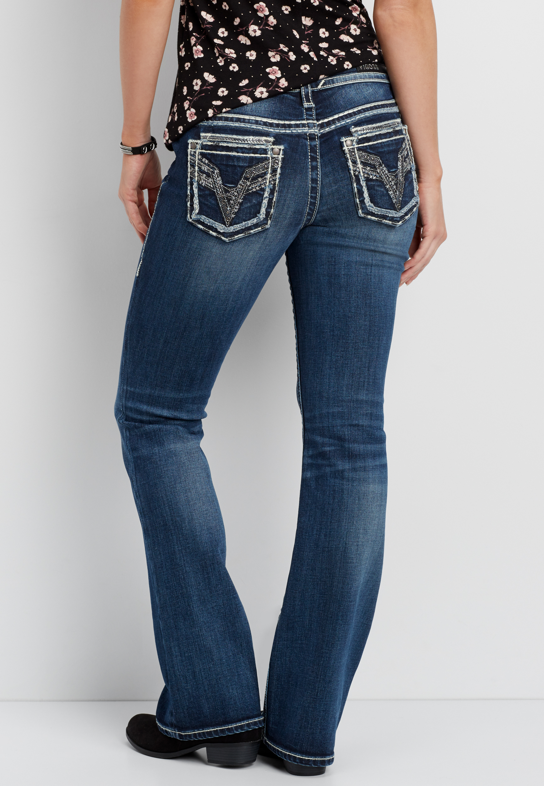 Vigoss® bootcut jeans with grommets and frayed trim maurices