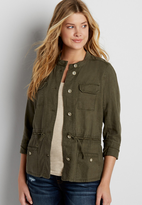linen jacket with tie waist | maurices