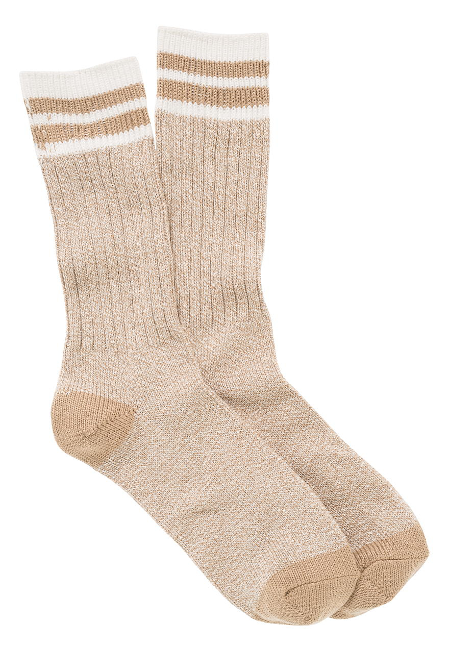 ultra soft crew socks with stripes in oatmeal combo | maurices