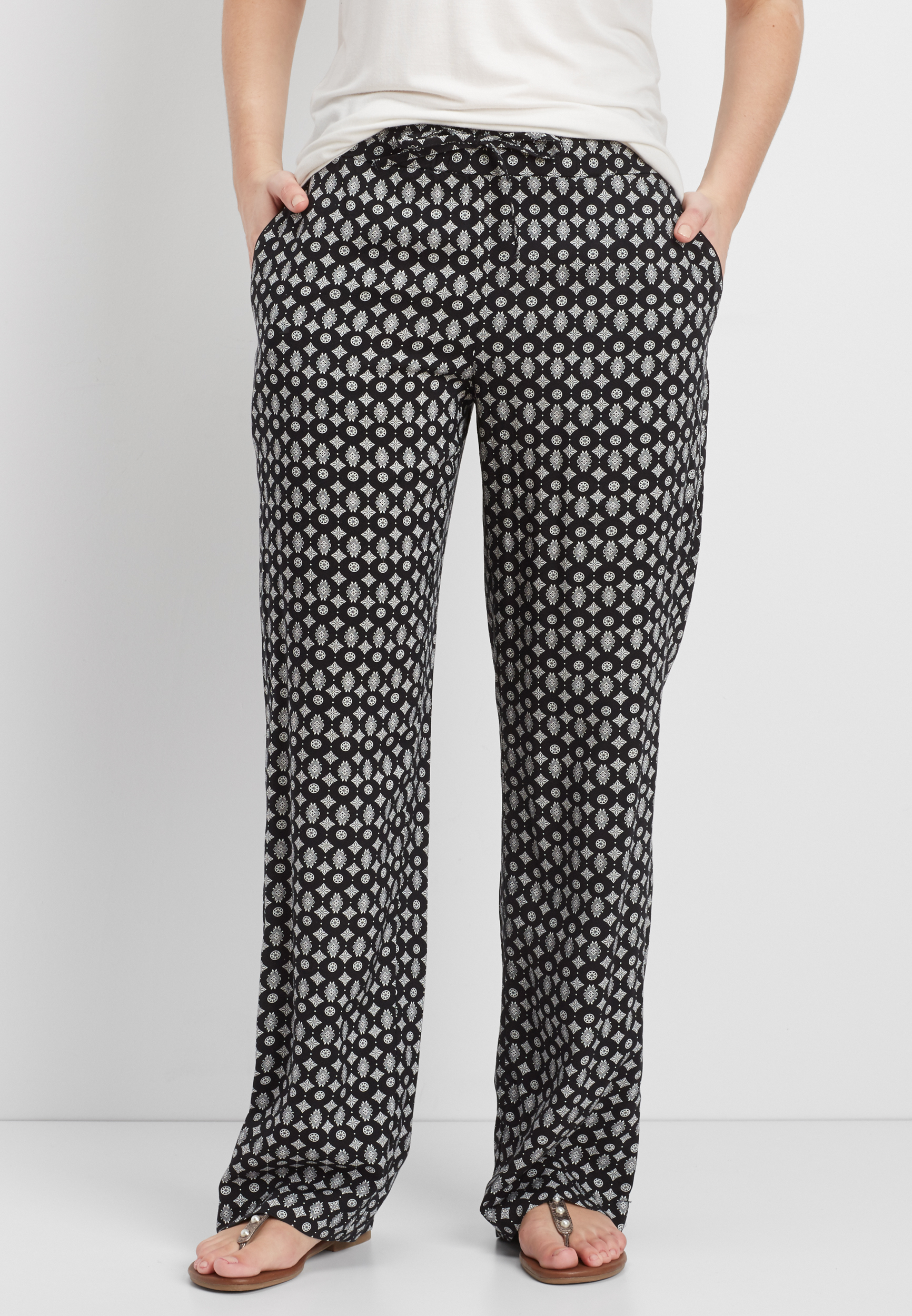patterned wide leg pants | maurices