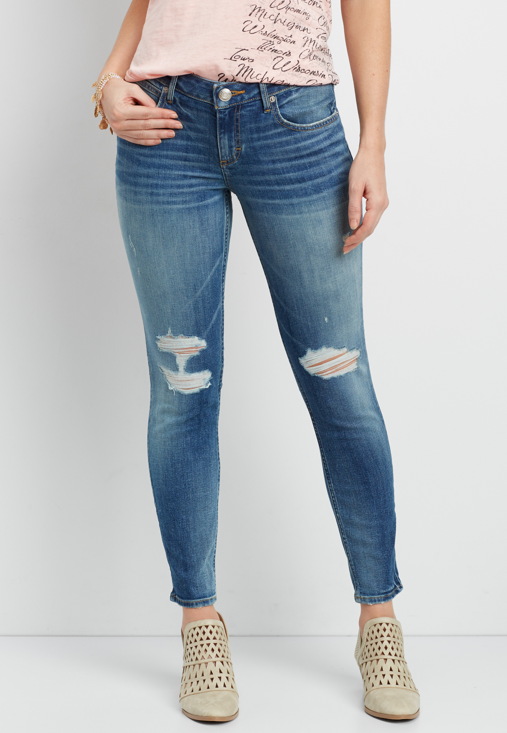 medium wash skinny jeans